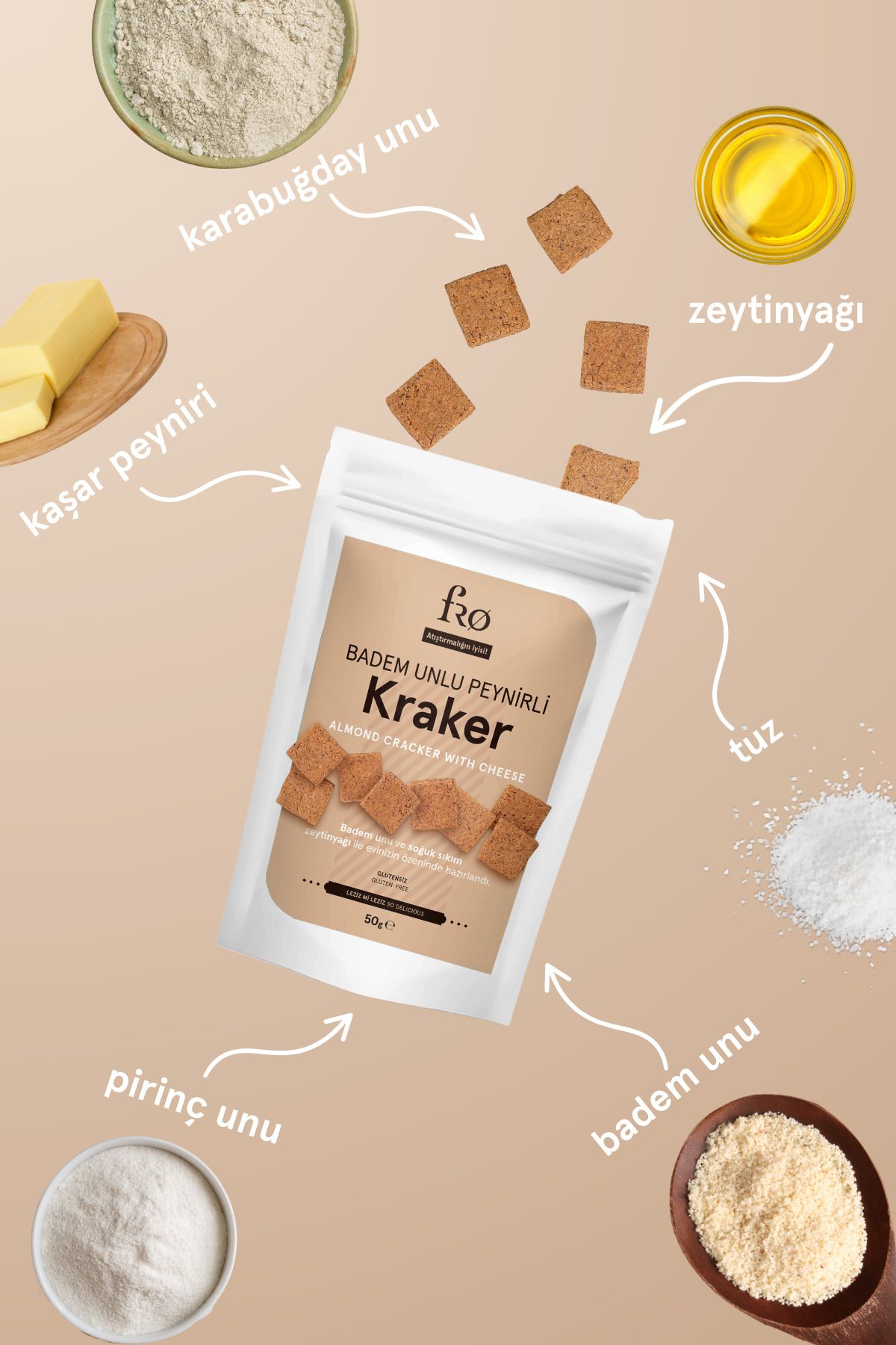 FRO-2 Pack Almond Flour Cheese Cracker Gluten-Free Hearty Healthy Additive-Free Snack 3