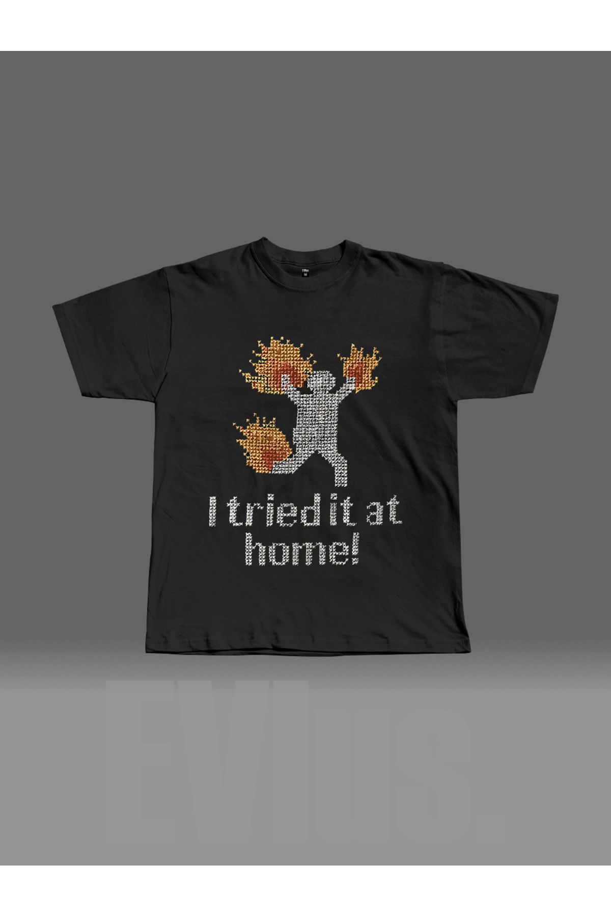 EVIus Oversize I Tried it at Home! Baskılı Bisiklet Yaka T-Shirt