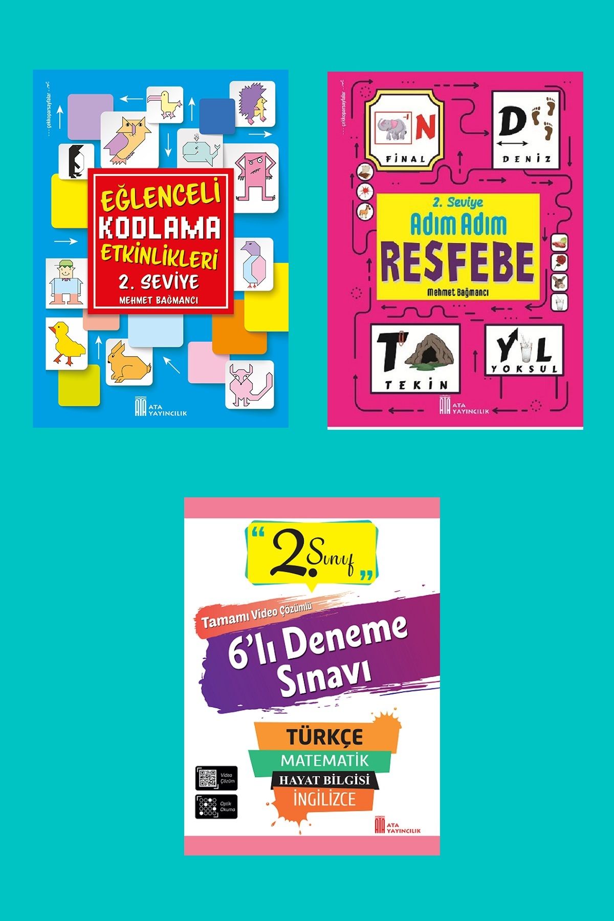 Ata Yayıncılık 2.Sınıf Eğlenceli Kodlama+Resfebe+6lı Deneme Sınavı