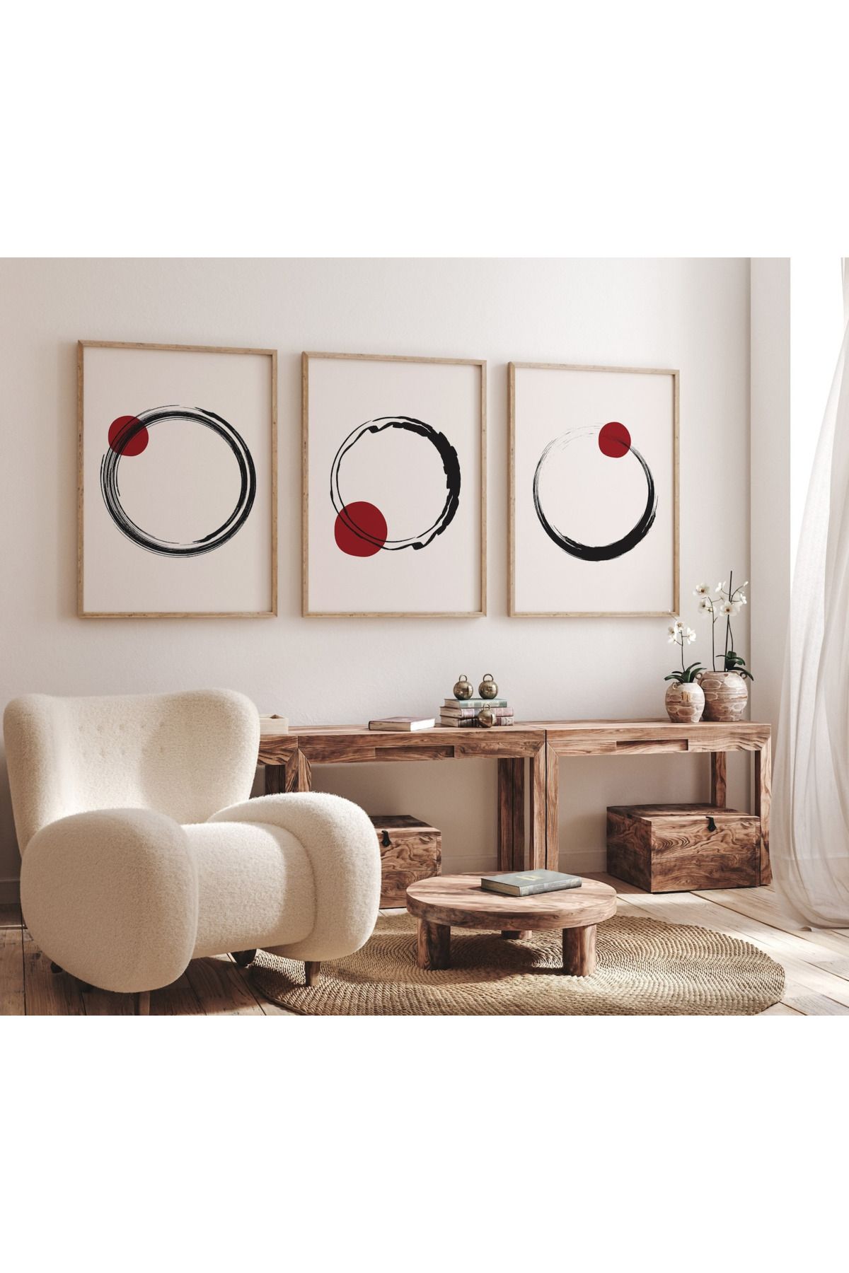 Tuba Decor 3 Parça Ahşap Çerçeve Görünümlü Mdf Tablo Seti