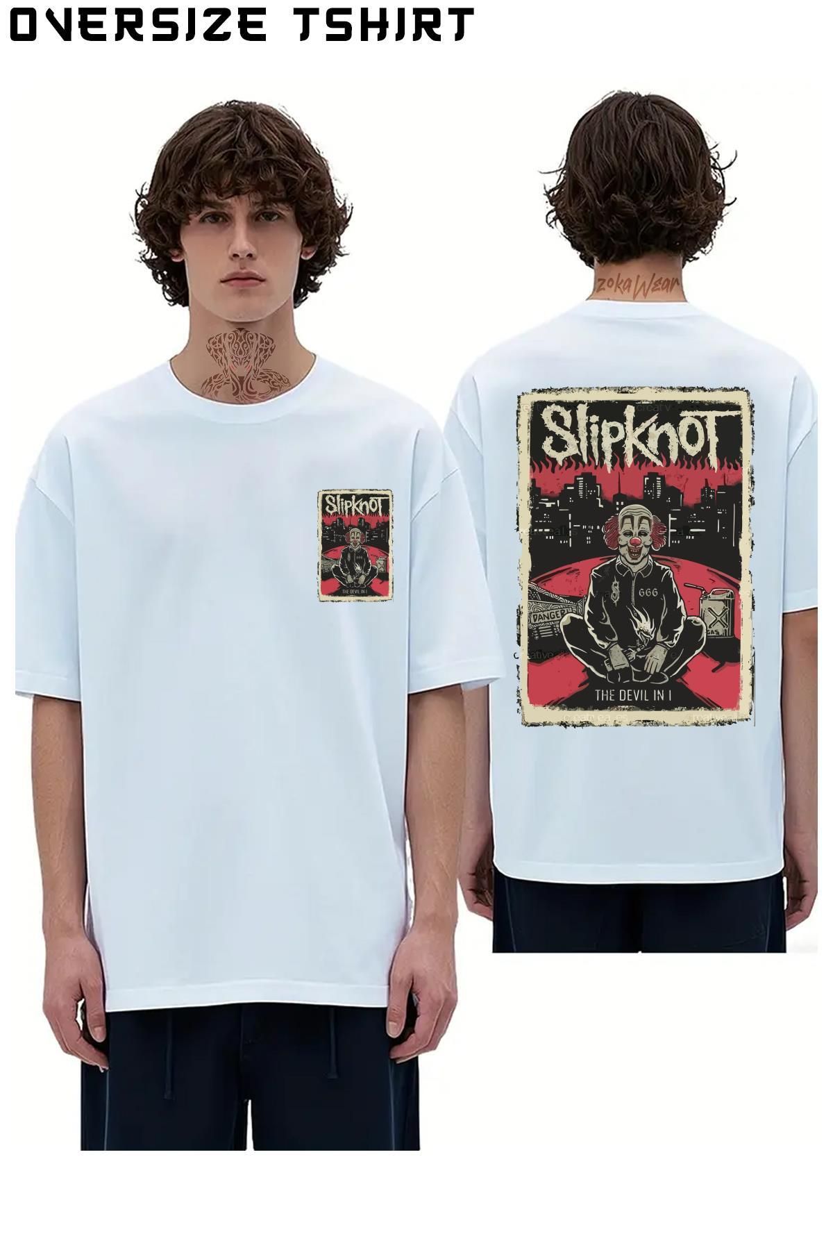 ZOKAWEAR Slipknot-Devil Sırt Baskılı Oversize Tişört