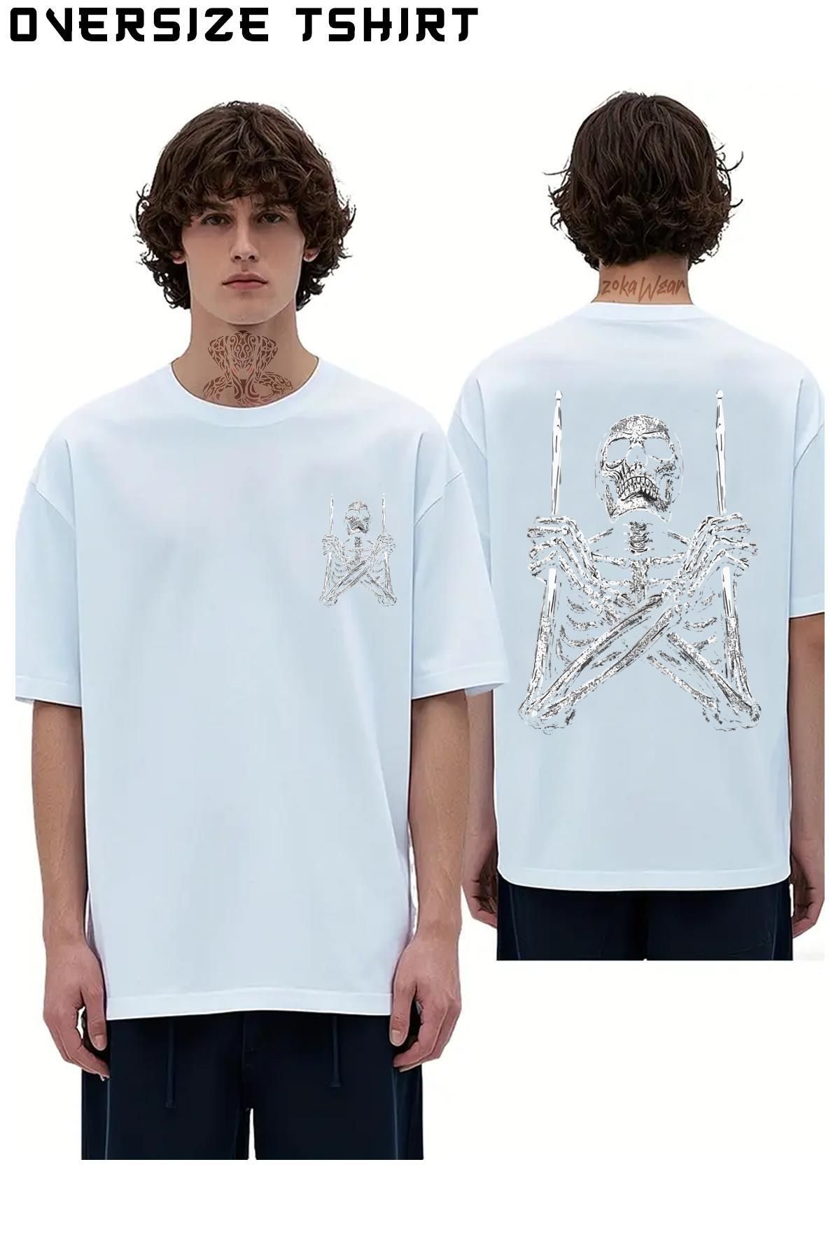 ZOKAWEAR Bateri-v7 Sırt Baskılı Oversize Tişört