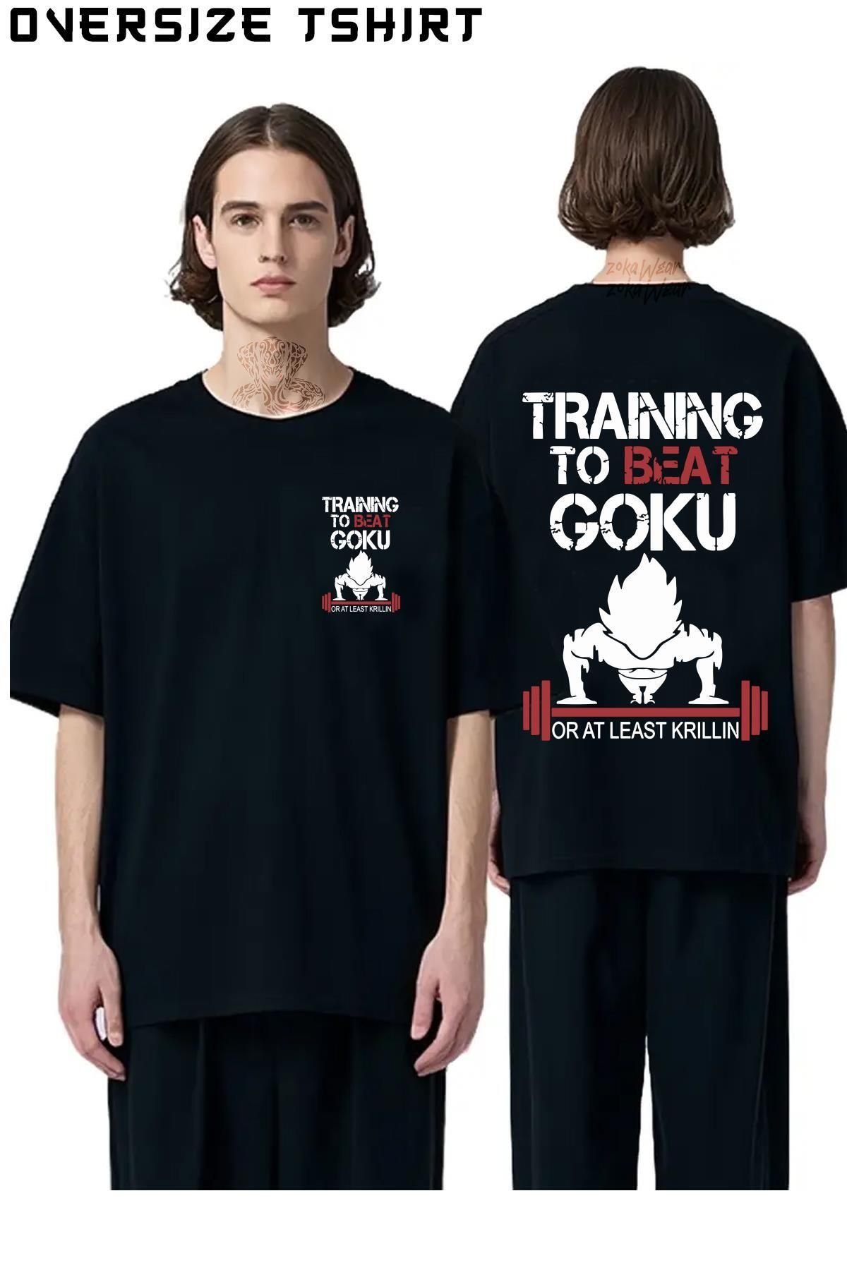 ZOKAWEAR Train-To-Beat-Goku2 Sırt Baskılı Oversize Tişört
