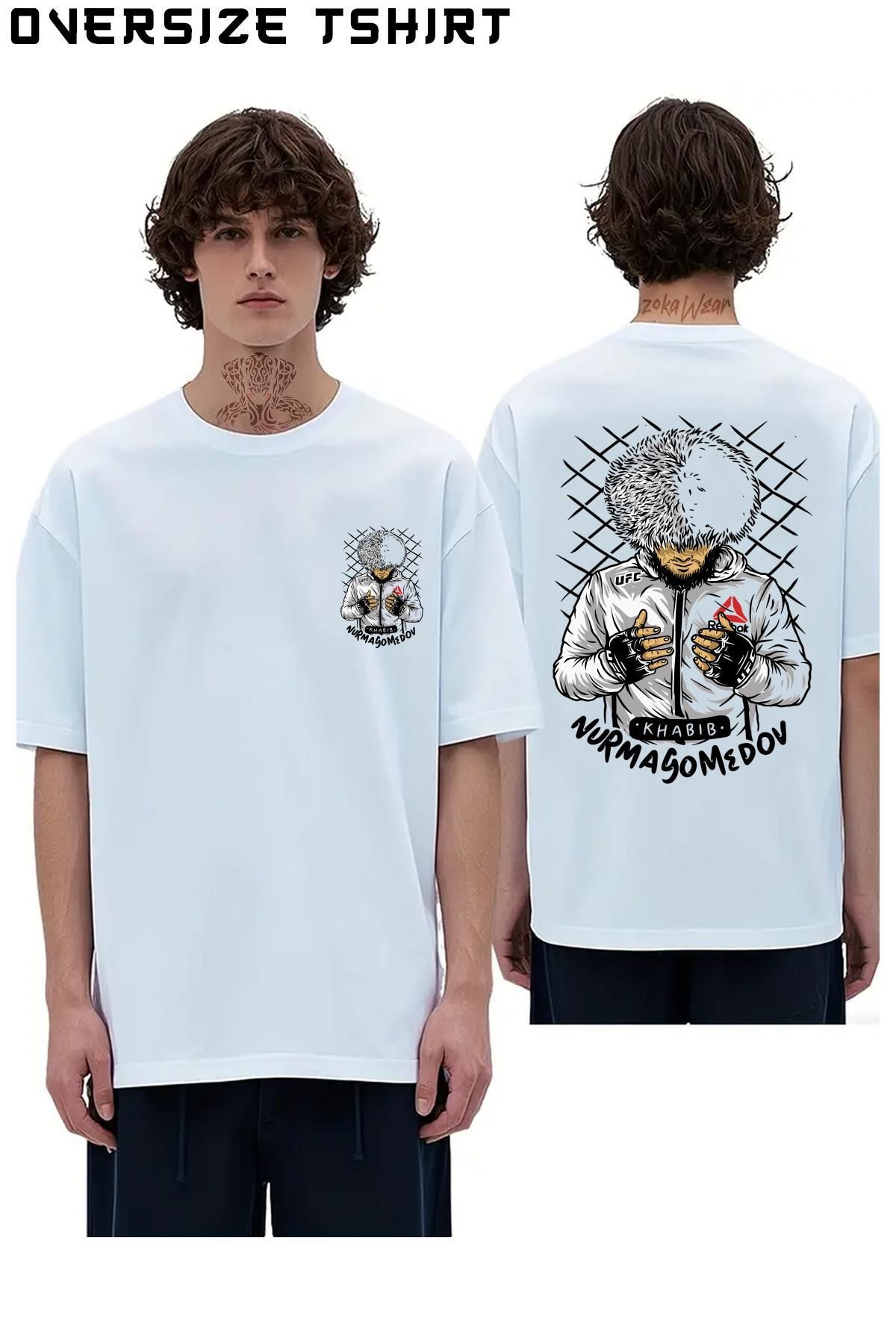 ZOKAWEAR Pray-Ufc-Khabib-Nurmagomedov Sırt Baskılı Oversize Tişört