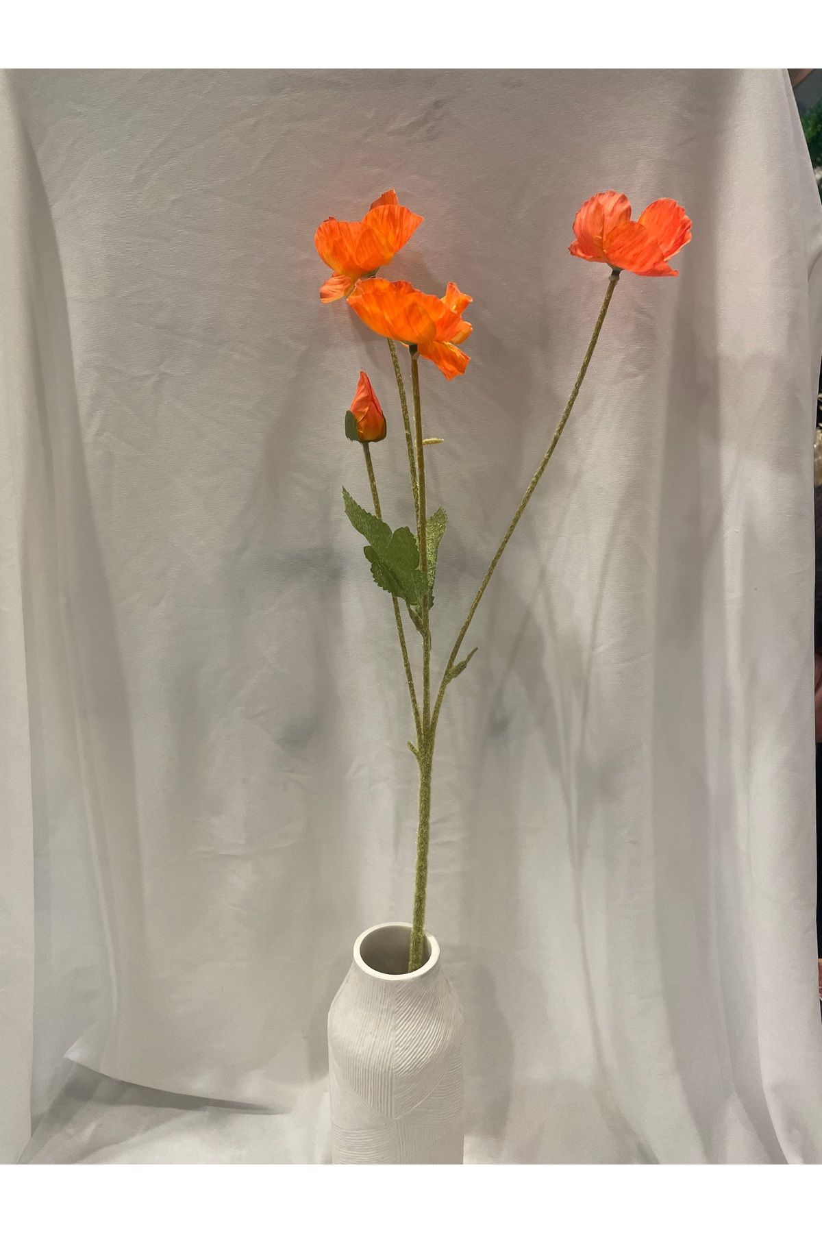 Ekol Çiçekçilik Gelincik Yapay Çiçek 4 Dallı 4 Kafalı 60 cm Turuncu