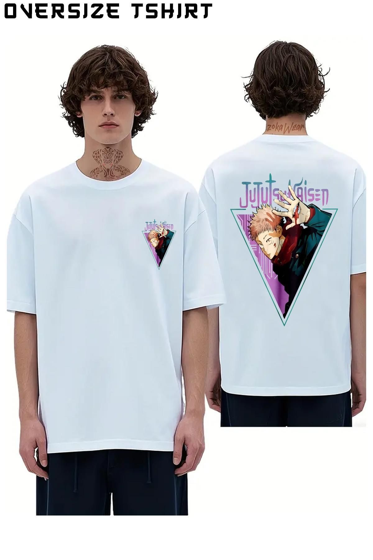 ZOKAWEAR Jujutsu-Kaisen-Yuji-Itadori2 Sırt Baskılı Oversize Tişört
