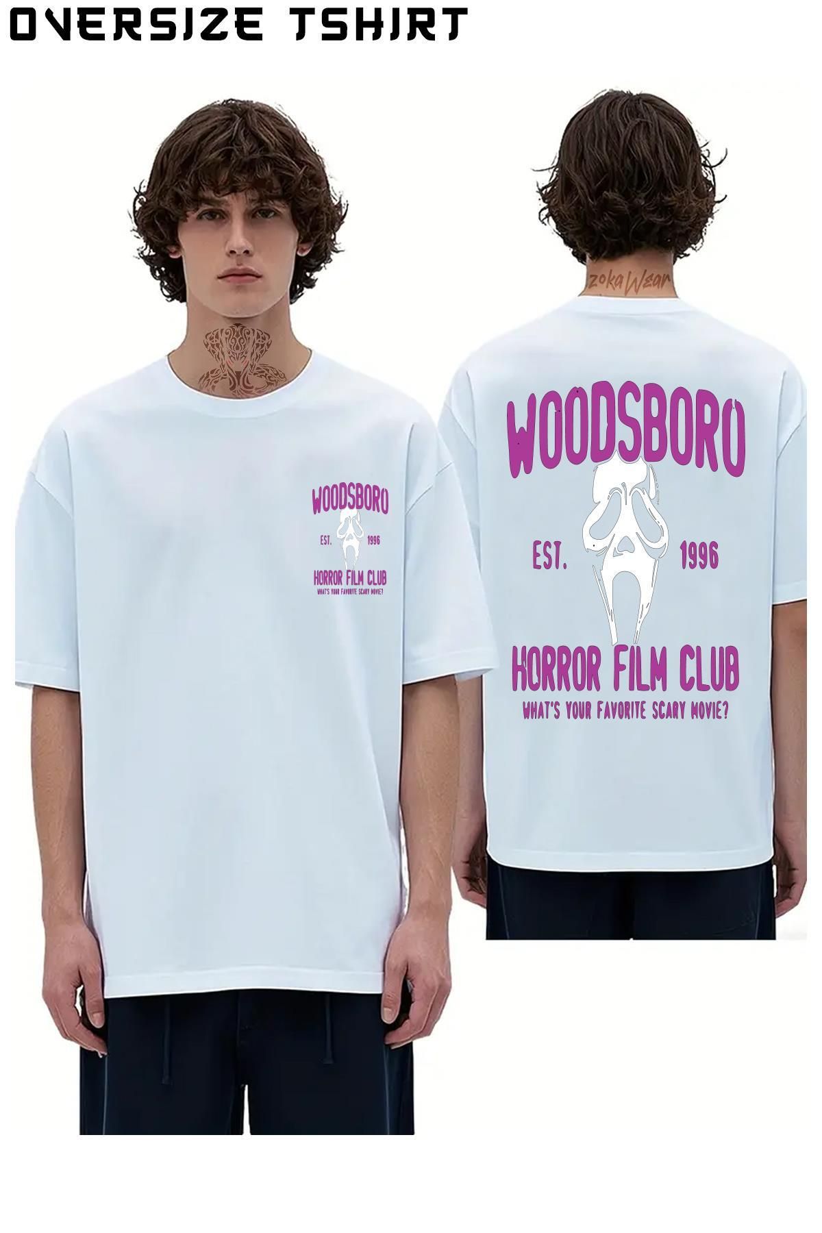 ZOKAWEAR Scream-Horror-Film-Club Sırt Baskılı Oversize Tişört