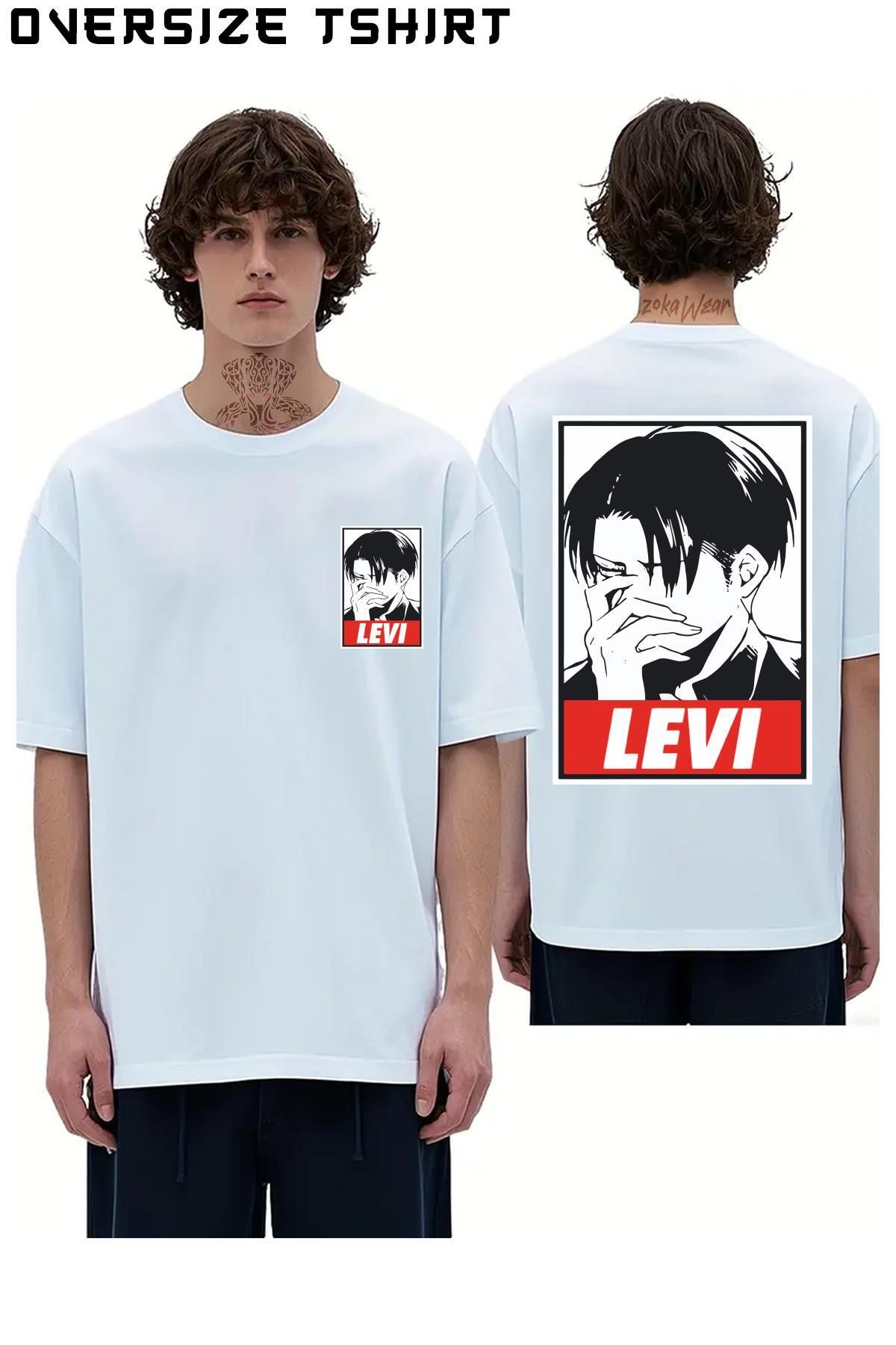 ZOKAWEAR Attack-On-Titan-Levi-Ackerman-Anime-Karakteri Sırt Baskılı Oversize Tişört