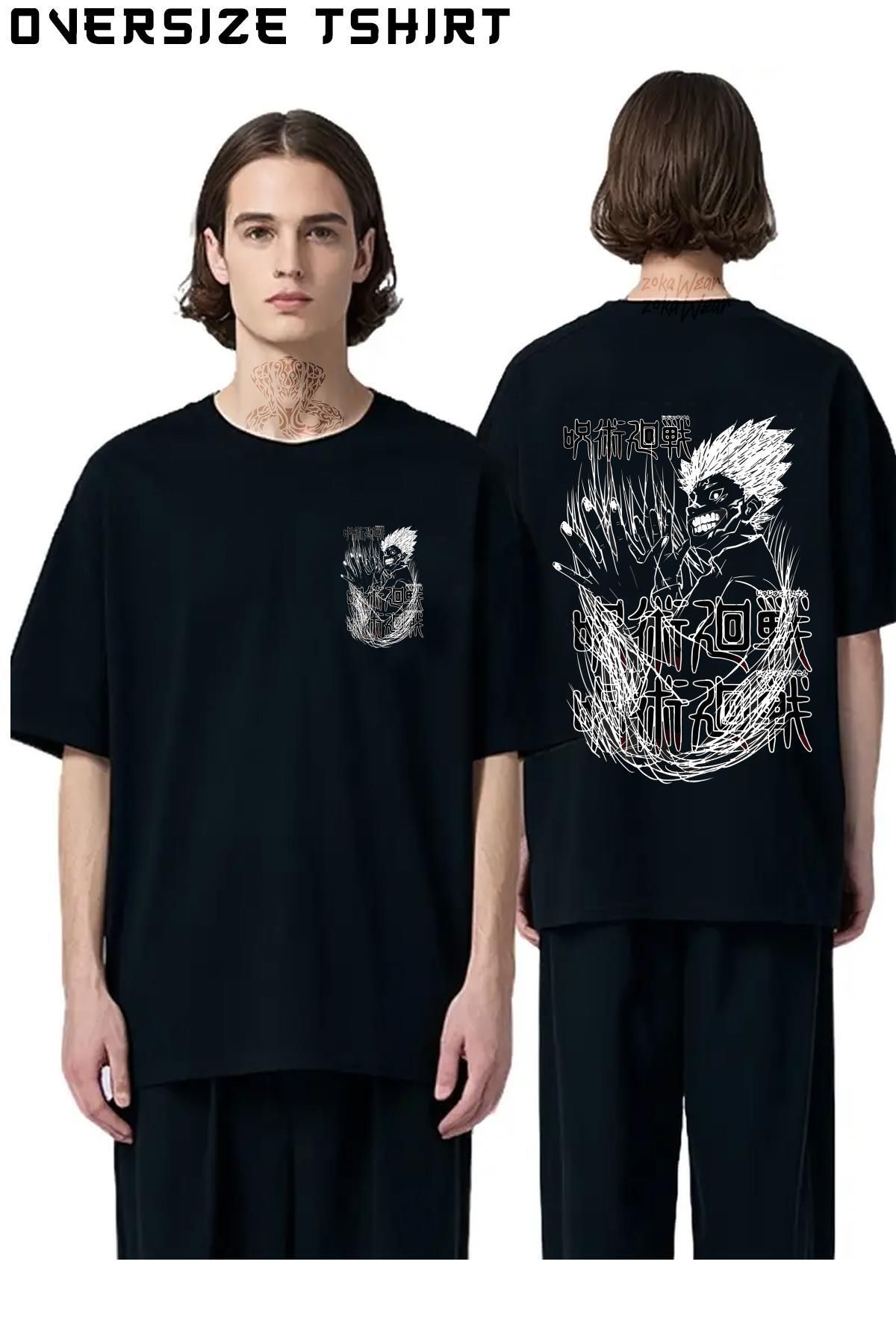ZOKAWEAR Jujutsu-Kaisen-Sukuna-Ryomen-Karakters Sırt Baskılı Oversize Tişört