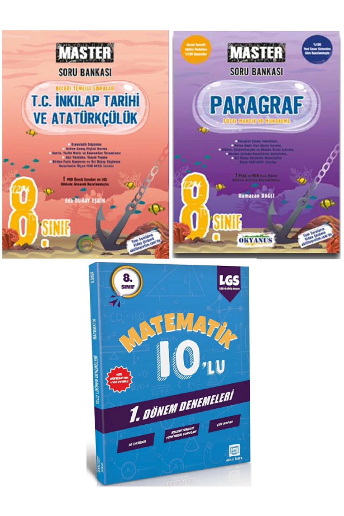 Efsane Yayınları 8.Sınıf Okyanus Master İnkılap Tarihi + Paragraf Soru Bankası /10'Lu Matematik Deneme HEDİYE -3KİTAP