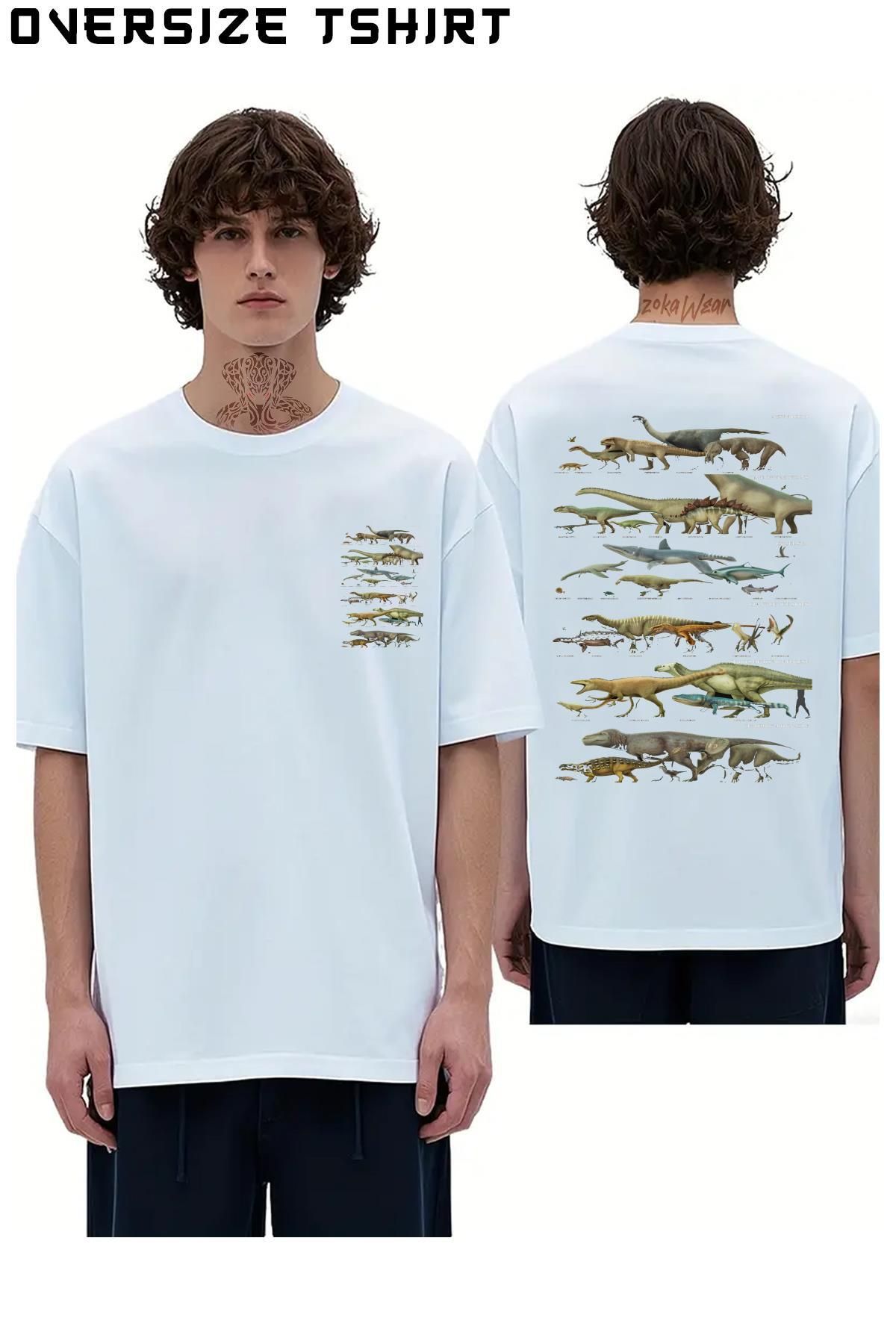 ZOKAWEAR Animals-Of-Walking-With-Dinosaurs-1999 Sırt Baskılı Oversize Tişört