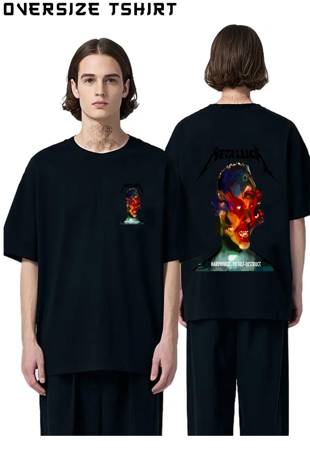 ZOKAWEAR Metallica-Hardwired Sırt Baskılı Oversize Tişört