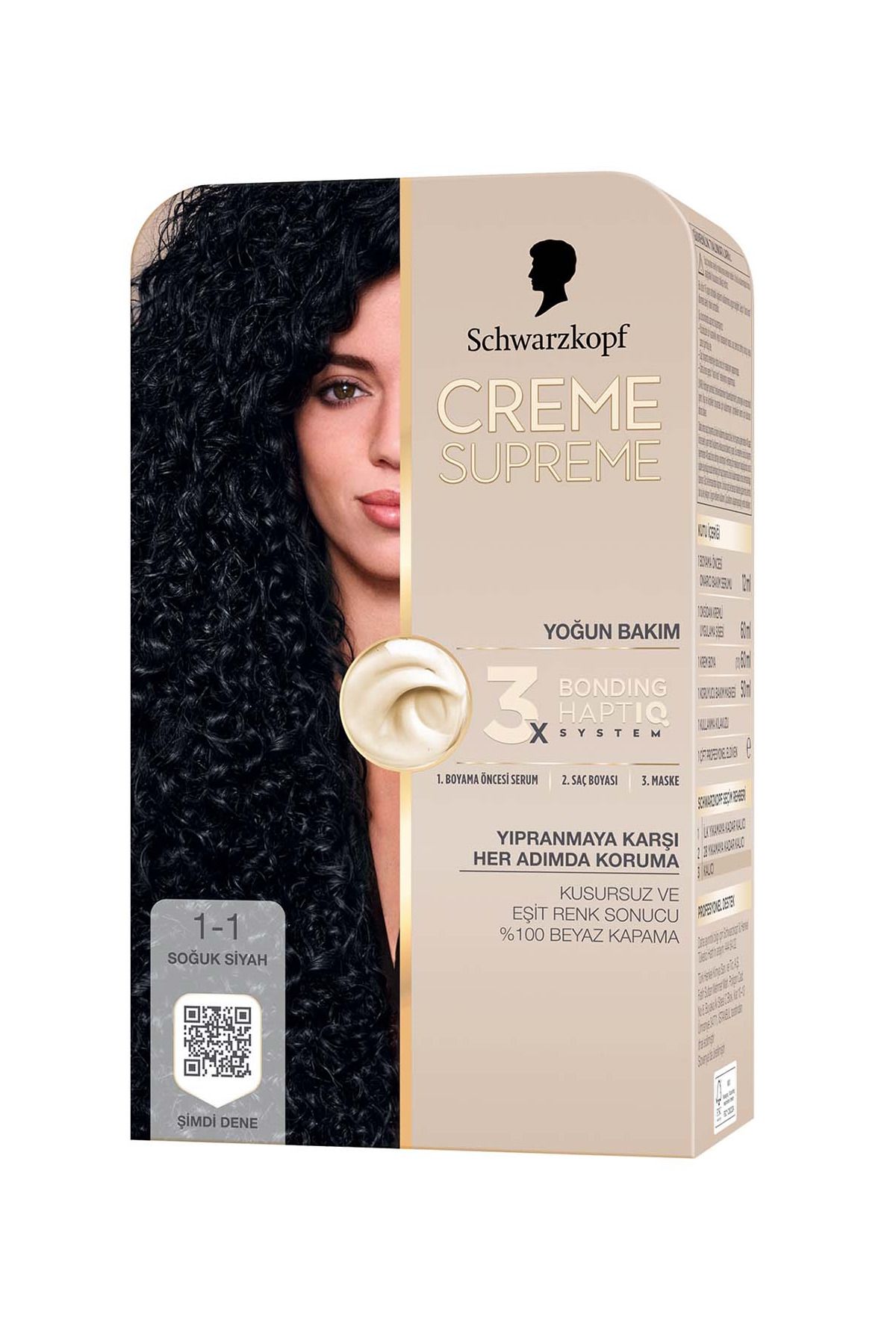 Schwarzkopf Creme Supreme Saç Boyası 1-1 Soğuk Siyah