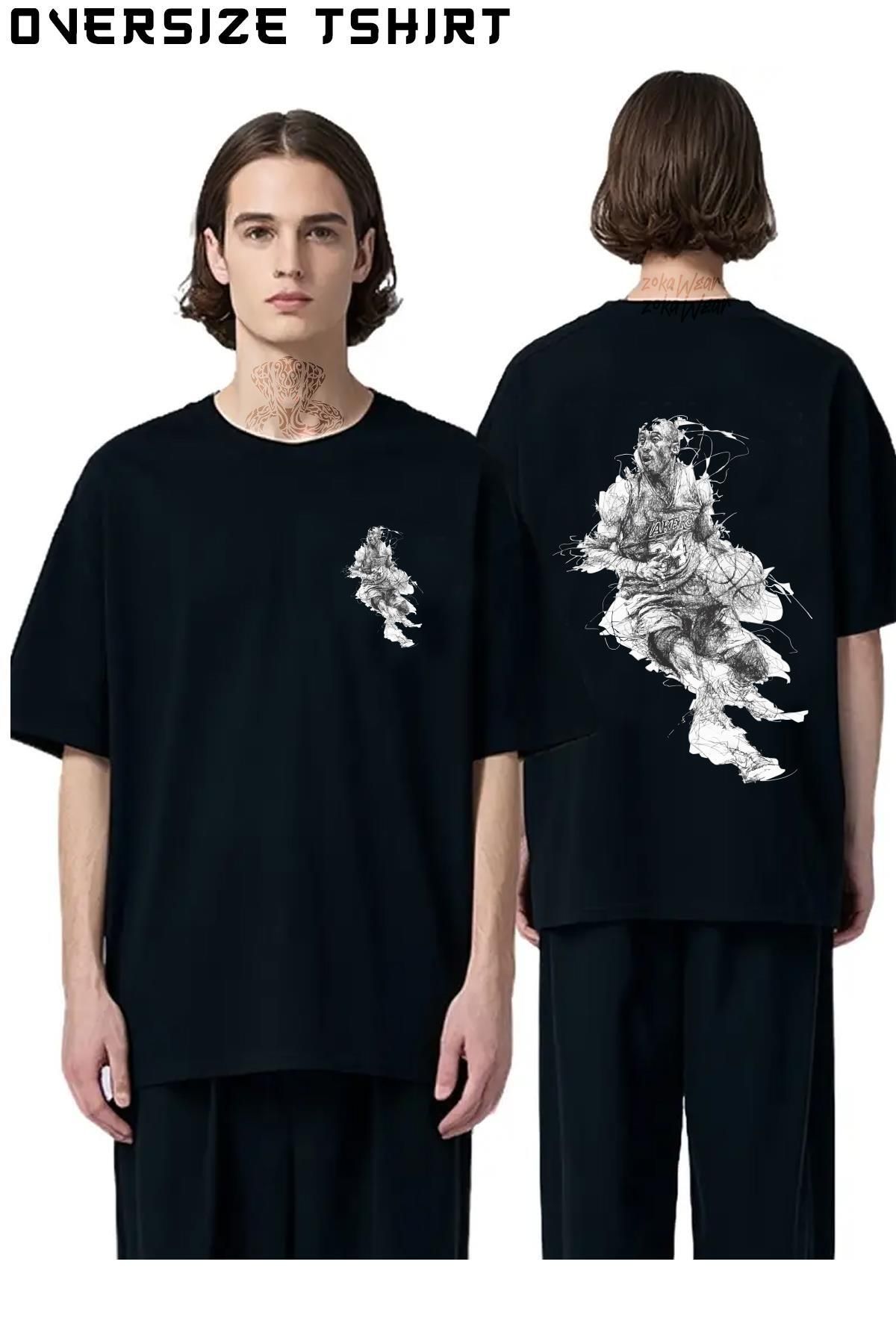 ZOKAWEAR Kobe-B.-Kara-Kalem Sırt Baskılı Oversize Tişört