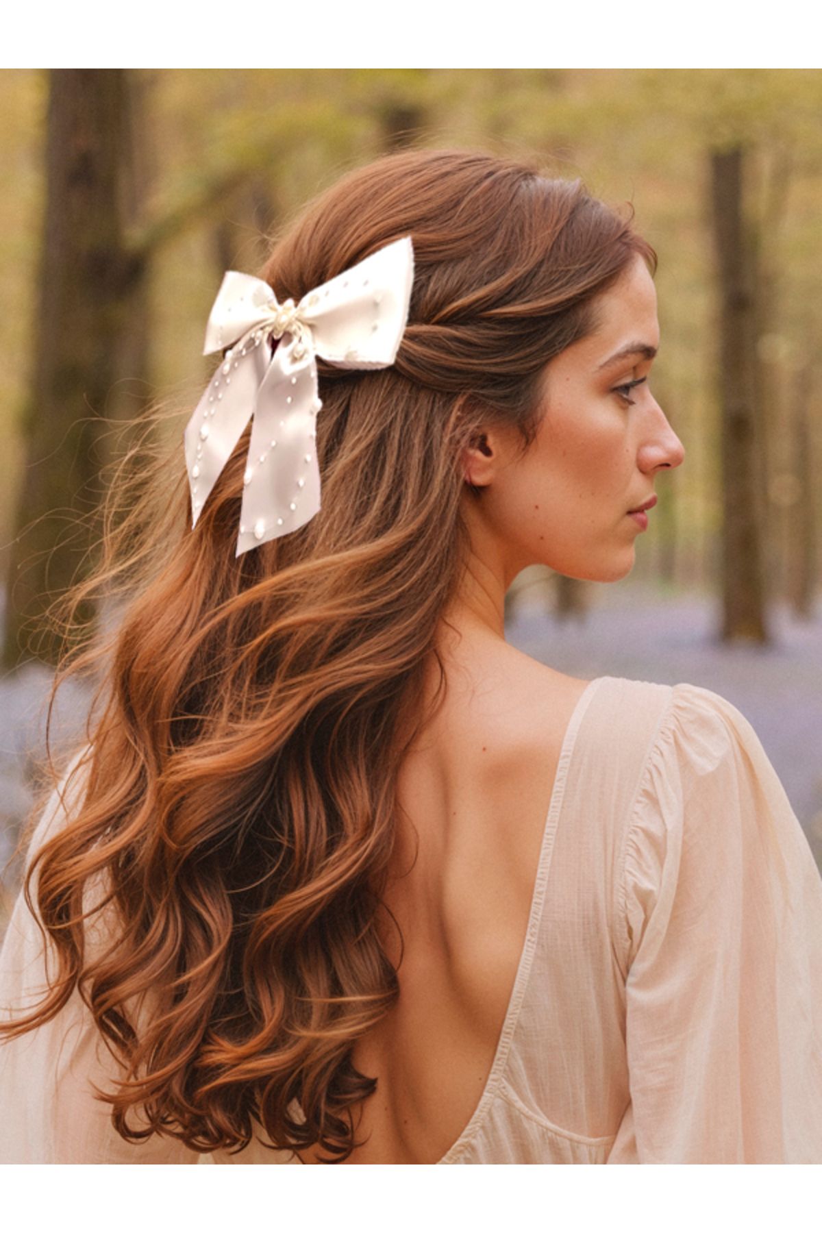 Riccoco Accessory Krem Nikah Toka Gelin Toka Özel Gün İncili Toka