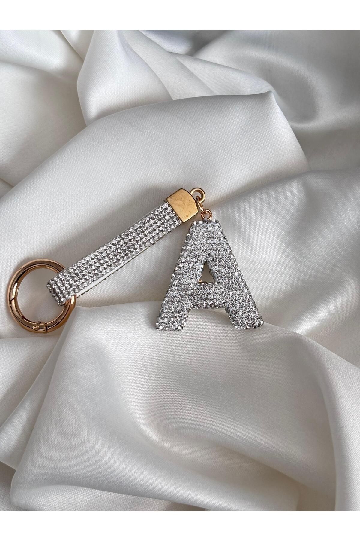 Bellamy Jewelry Taşlı Harf Anahtarlık - Silver - A