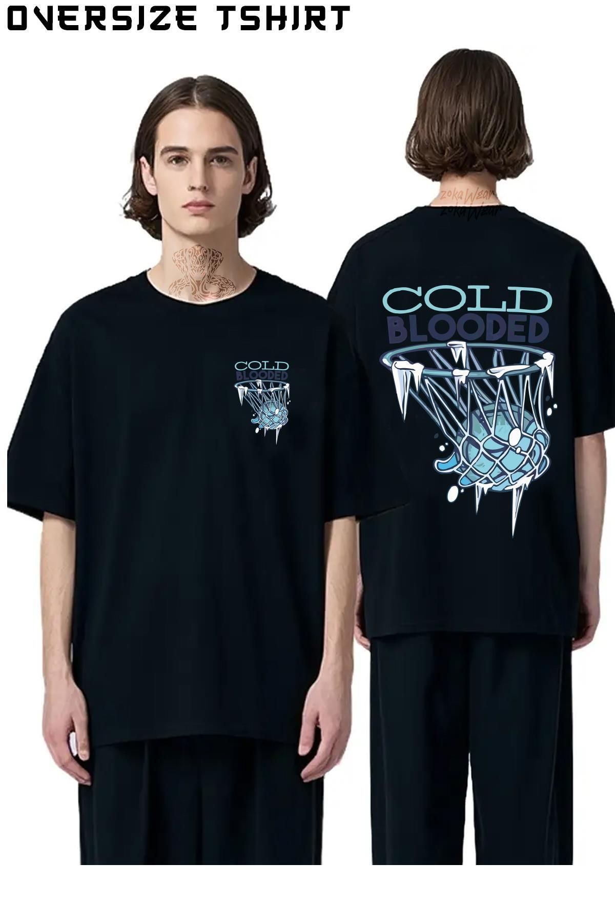 ZOKAWEAR Cold-Blooded-Basketbol-Top Sırt Baskılı Oversize Tişört