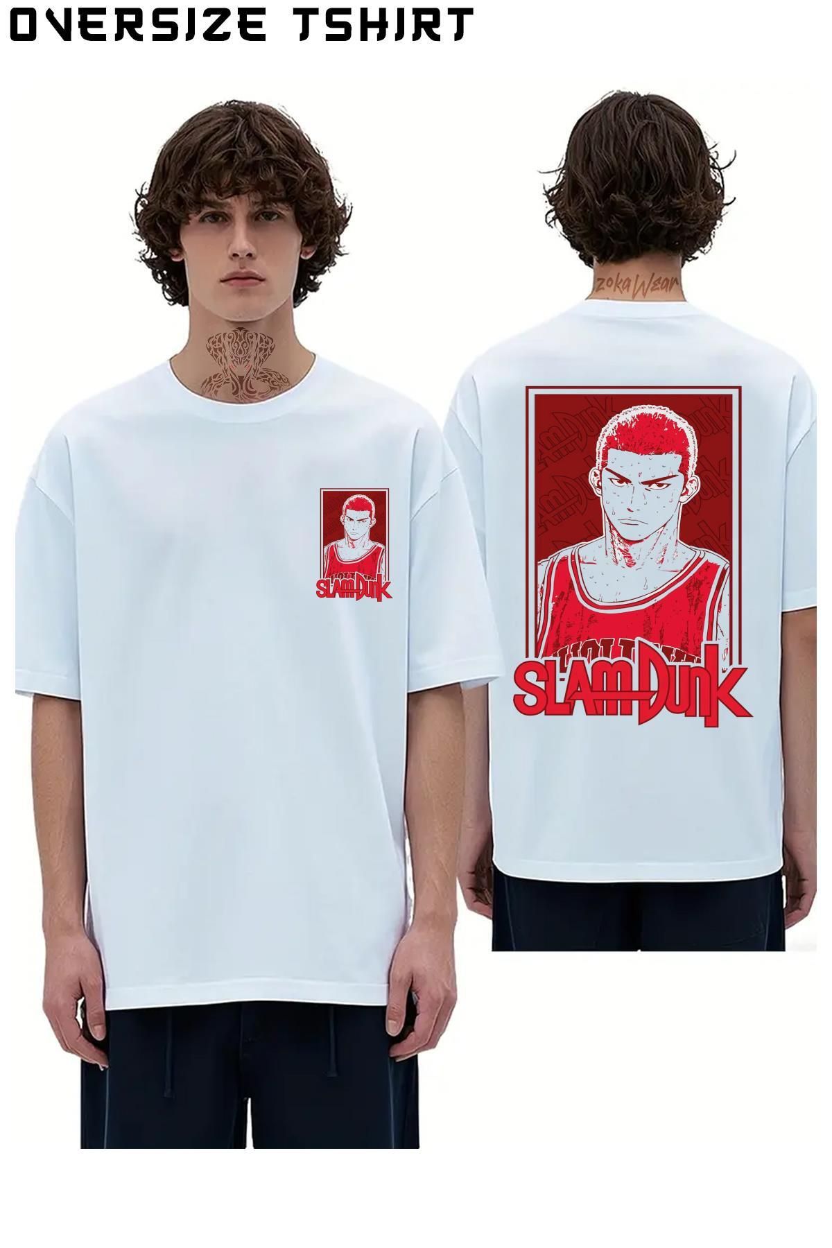 ZOKAWEAR Slam-Dunk-Hanamichi-Sakuragi Sırt Baskılı Oversize Tişört