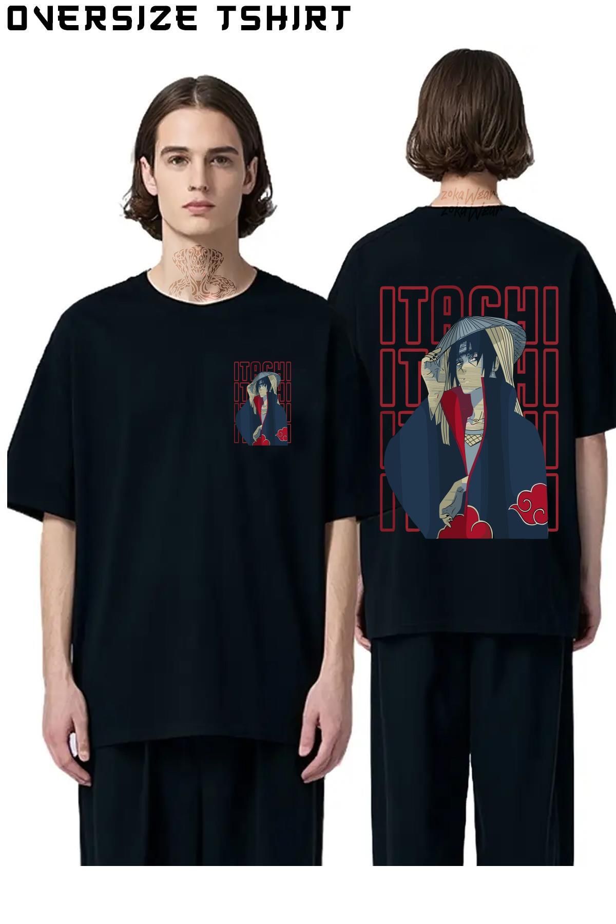 ZOKAWEAR Uchiha-Itachi-Naruto-Özel-v3 Sırt Baskılı Oversize Tişört