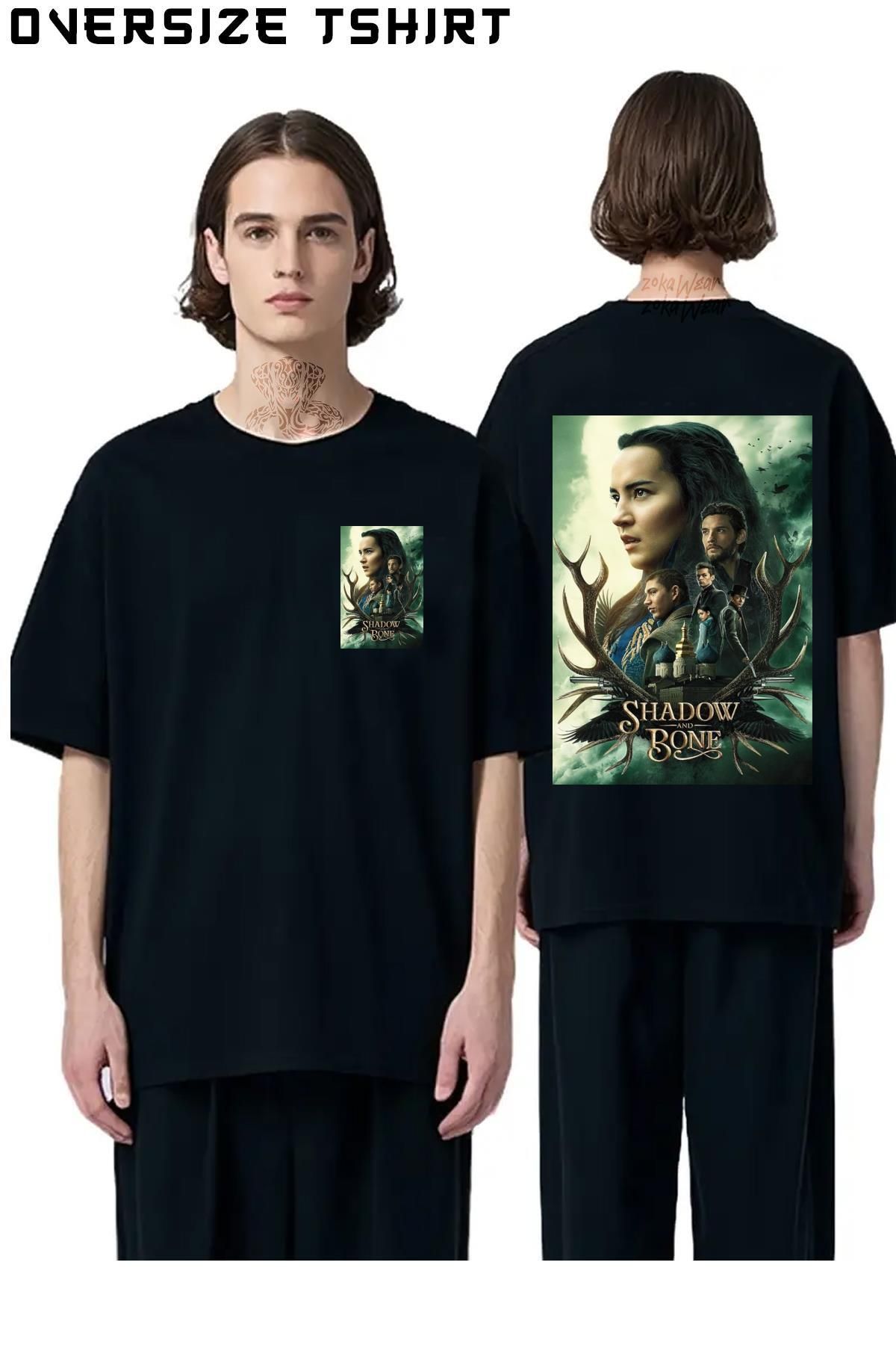 ZOKAWEAR Shadow-And-Bone-Antler-Group Sırt Baskılı Oversize Tişört