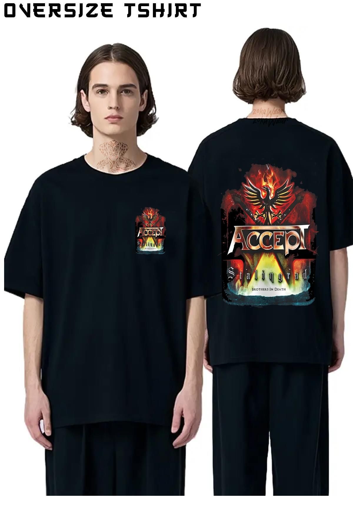 ZOKAWEAR Accept-v2 Sırt Baskılı Oversize Tişört