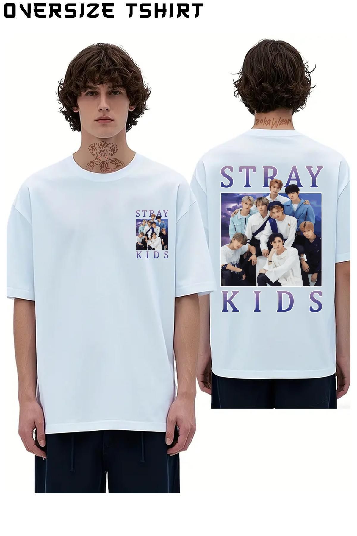 ZOKAWEAR STRAY-KIDS-Vintage-Retro Sırt Baskılı Oversize Tişört