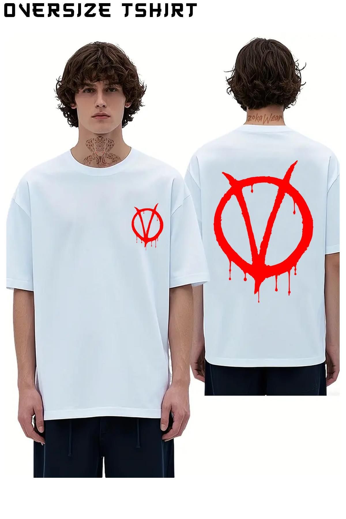 ZOKAWEAR V-For-Vendetta Sırt Baskılı Oversize Tişört