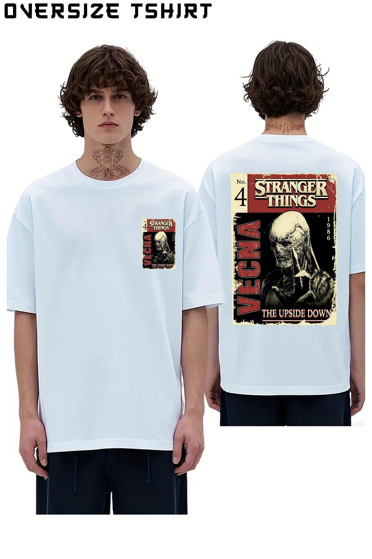 ZOKAWEAR Stranger-Things-4-Vecna-Comic-Book-Cover Sırt Baskılı Oversize Tişört