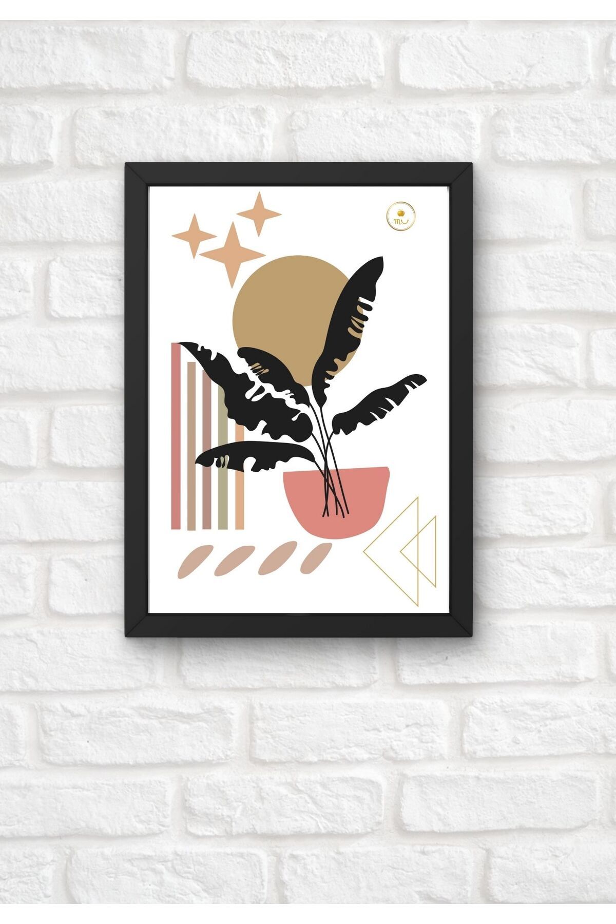 mutasarım Ahşap Çerçeveli Boho Minimalist Geometrik Soyut Doğa Temalı Modern Duvar Dekoru Poster Tablo