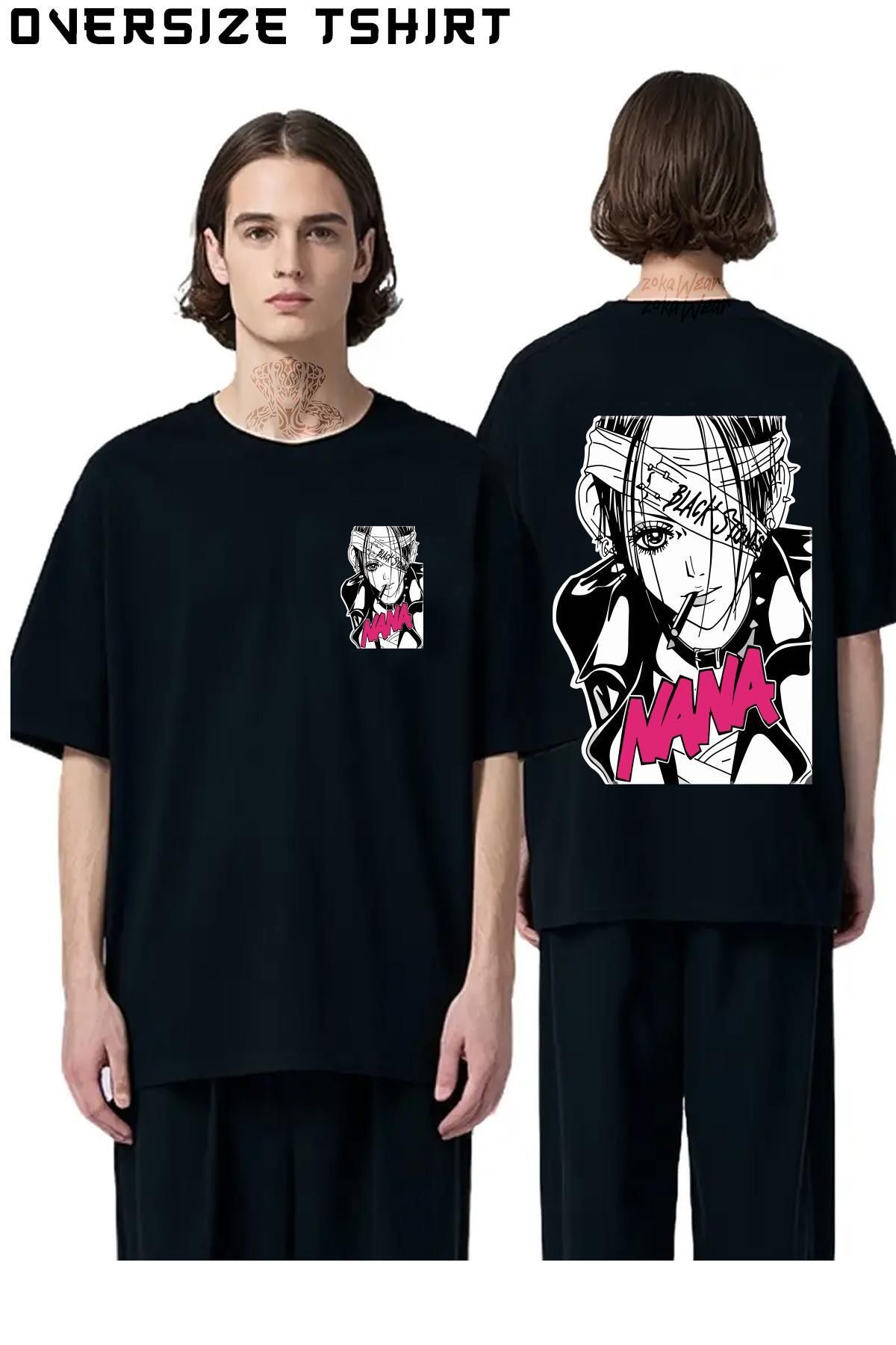 ZOKAWEAR Black-Stones-(Nana-Osaki)-anime Sırt Baskılı Oversize Tişört