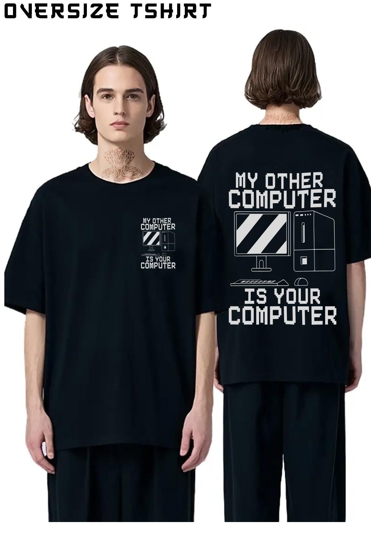 ZOKAWEAR Hacker-Computer Sırt Baskılı Oversize Tişört
