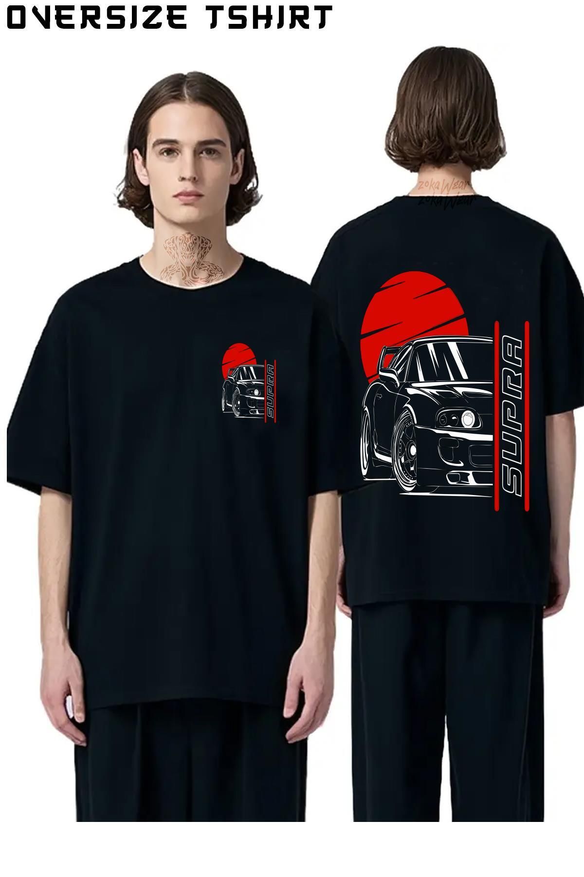 ZOKAWEAR Supra-Spor-Araba Sırt Baskılı Oversize Tişört