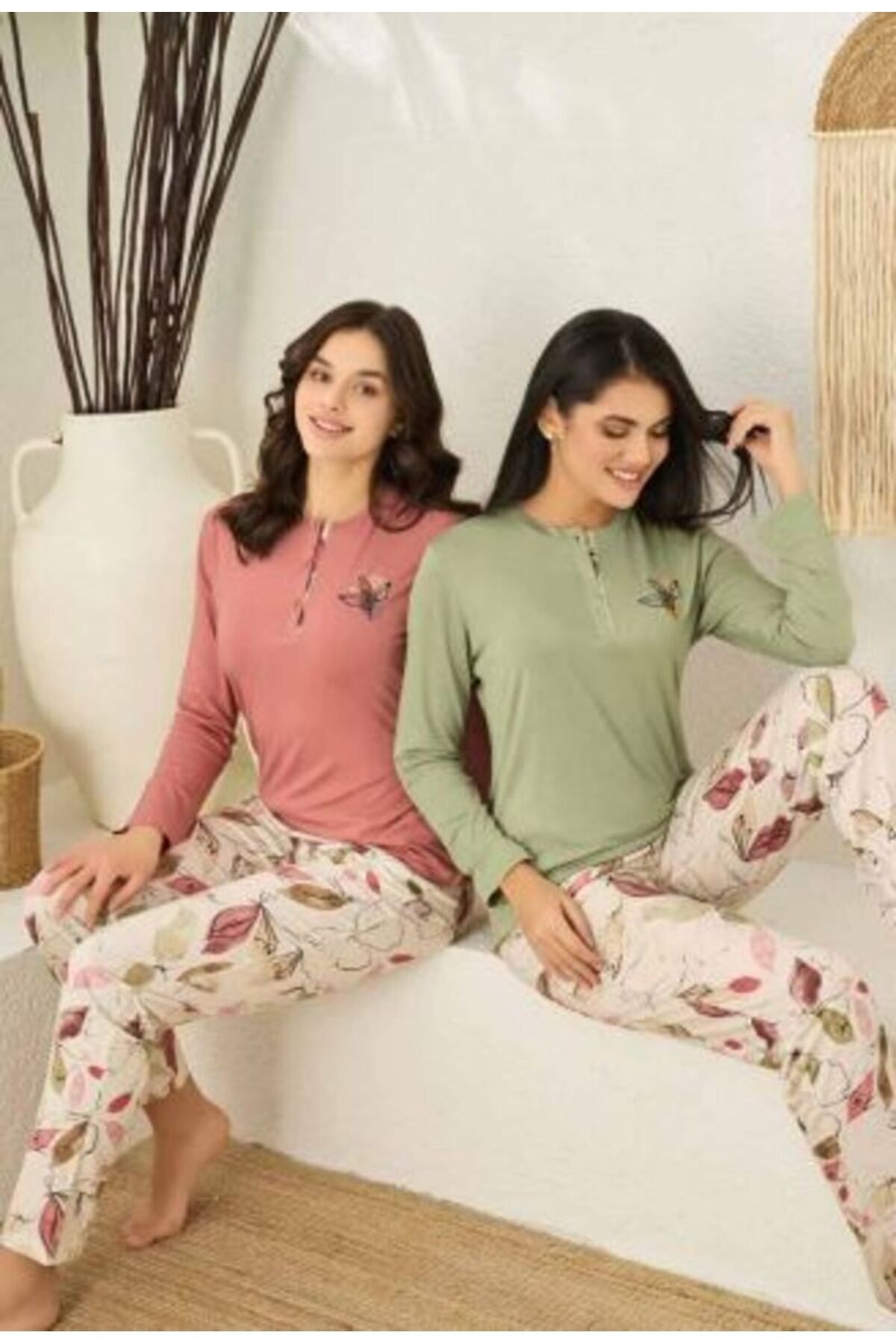Rozalinda Yazlık Pijama Takımı Bambu Kumaş Uzun Kollu