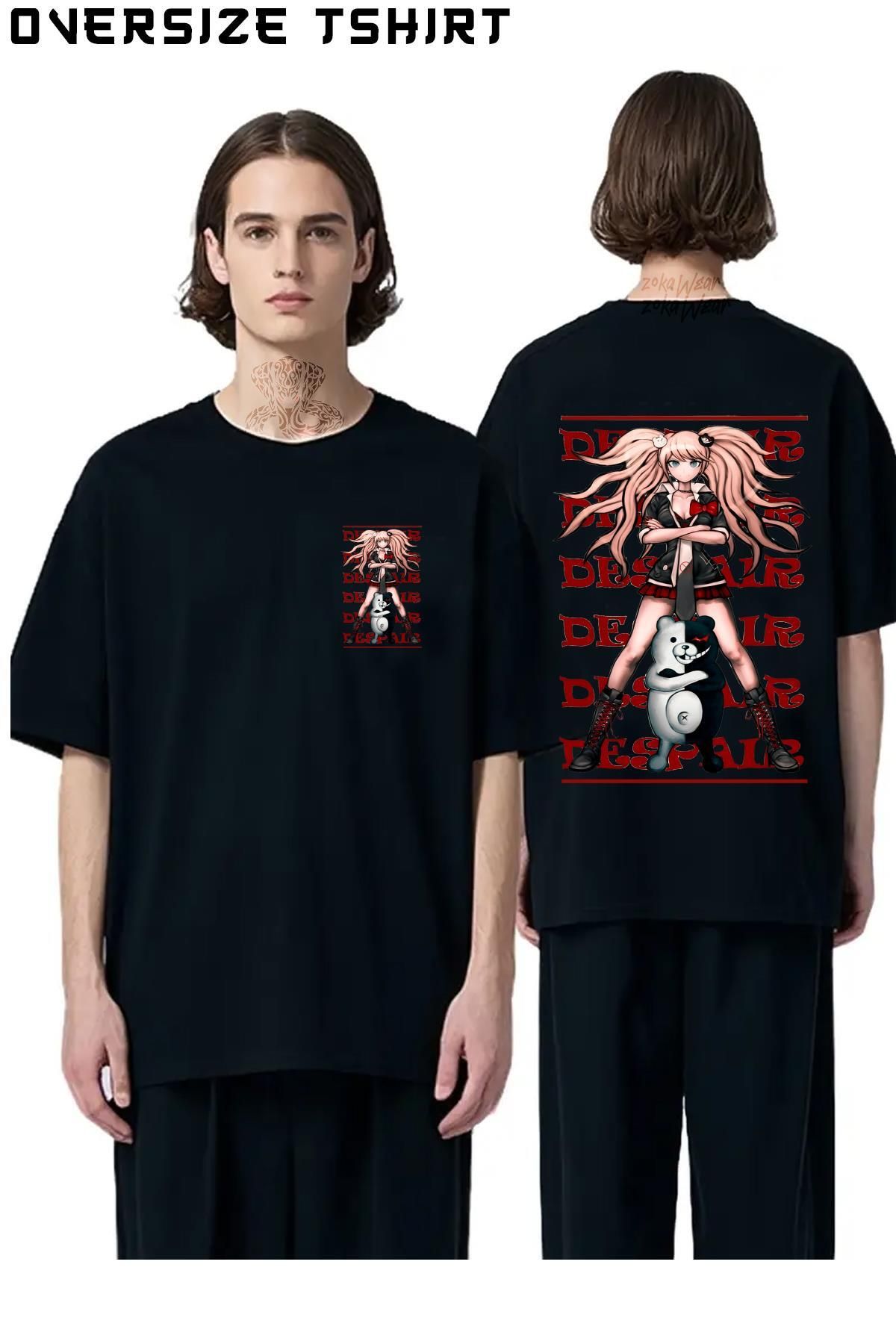 ZOKAWEAR Junko-Enoshima-Monokuma Sırt Baskılı Oversize Tişört