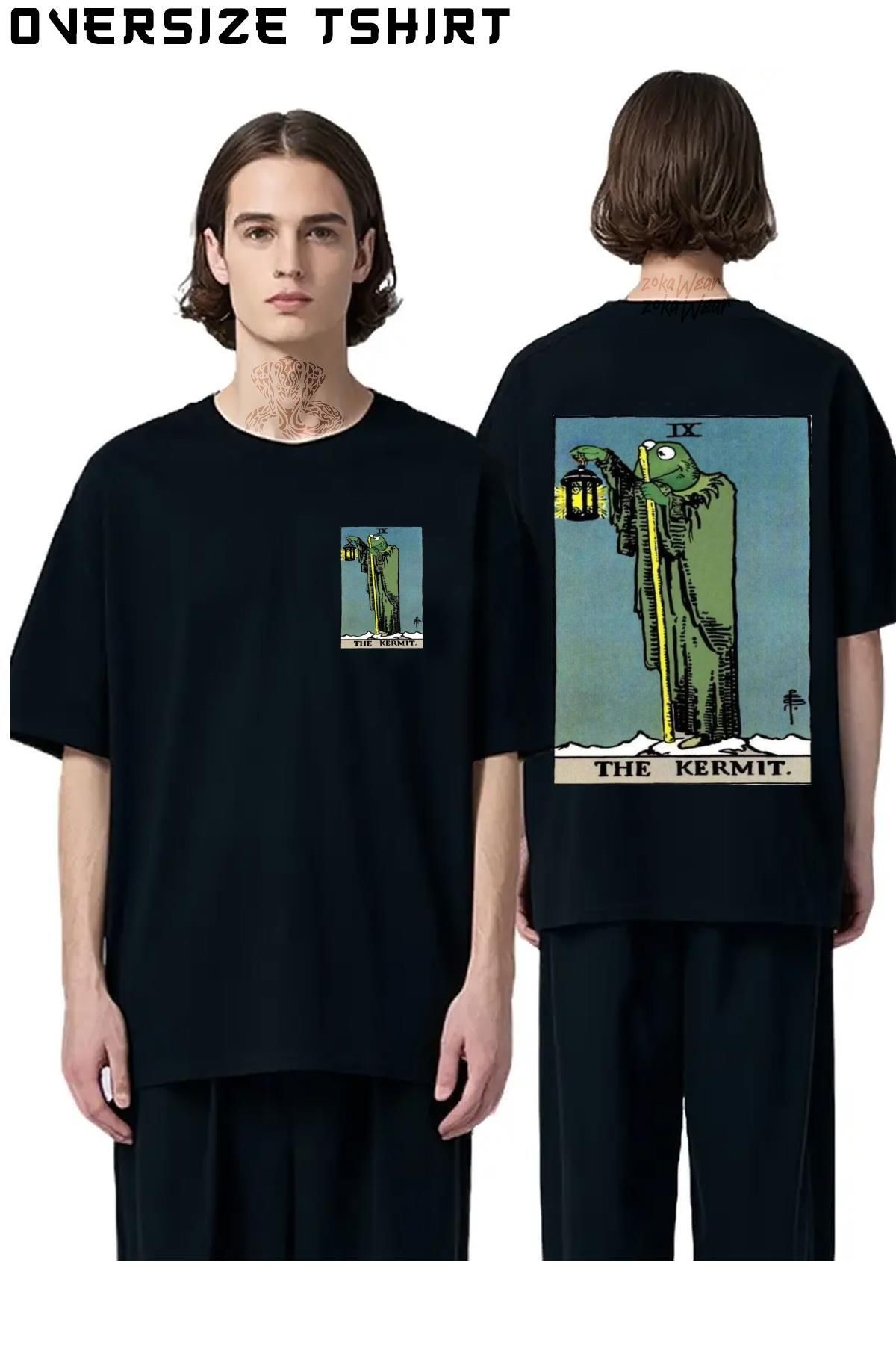 ZOKAWEAR The-Kermit-Tarot Sırt Baskılı Oversize Tişört