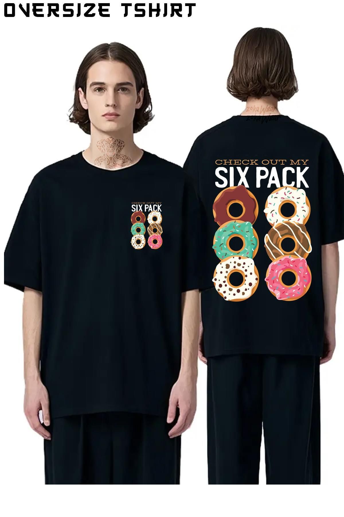 ZOKAWEAR check-out-my-six-pack Sırt Baskılı Oversize Tişört