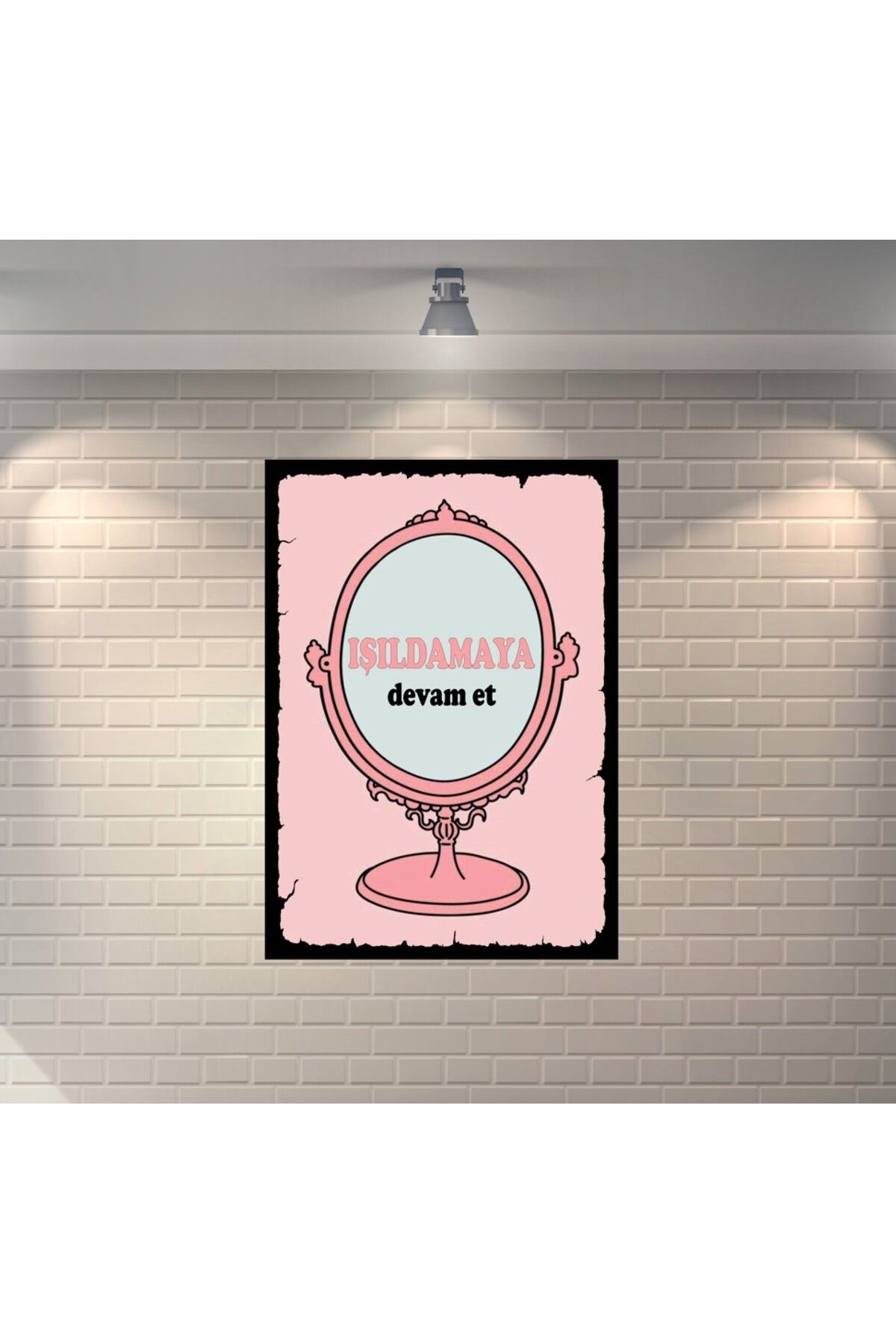 BBO REKLAM Işıldamaya Devam Et Ayna Retro Ahşap Poster