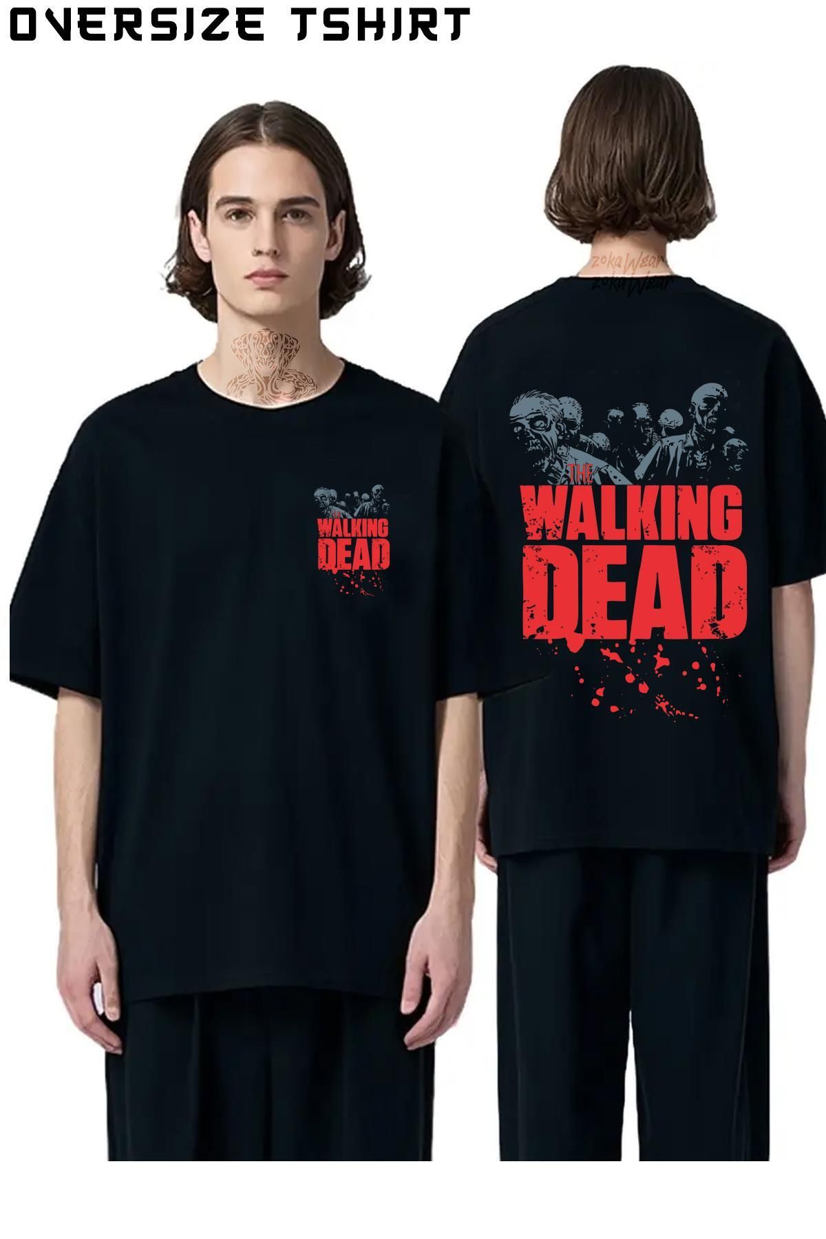 ZOKAWEAR Zombies-The-Walking-Dead Sırt Baskılı Oversize Tişört