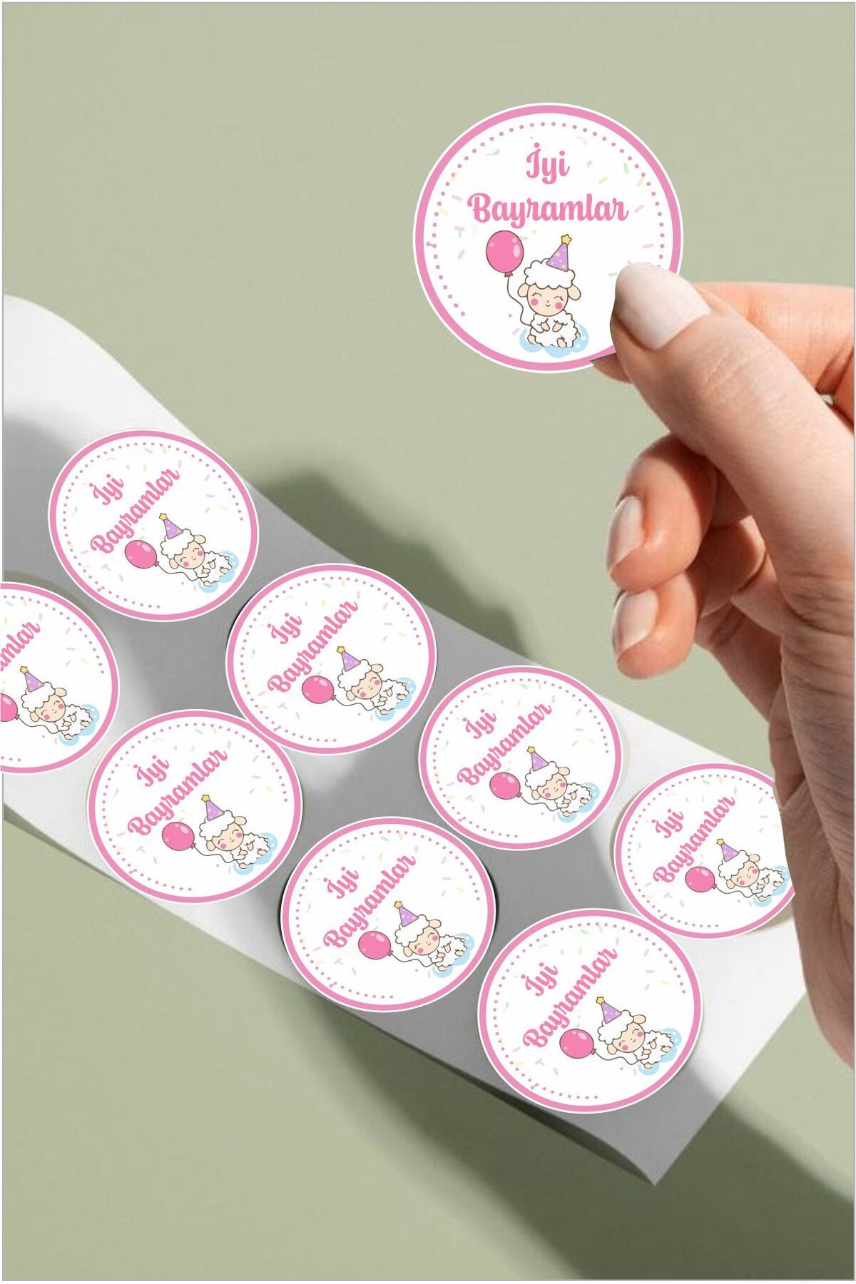 Piksel Grafik İyi Bayramlar Kurban Etiketi - 24 Adet Sticker -Süsleme, Hediye, Paketleme Sticker