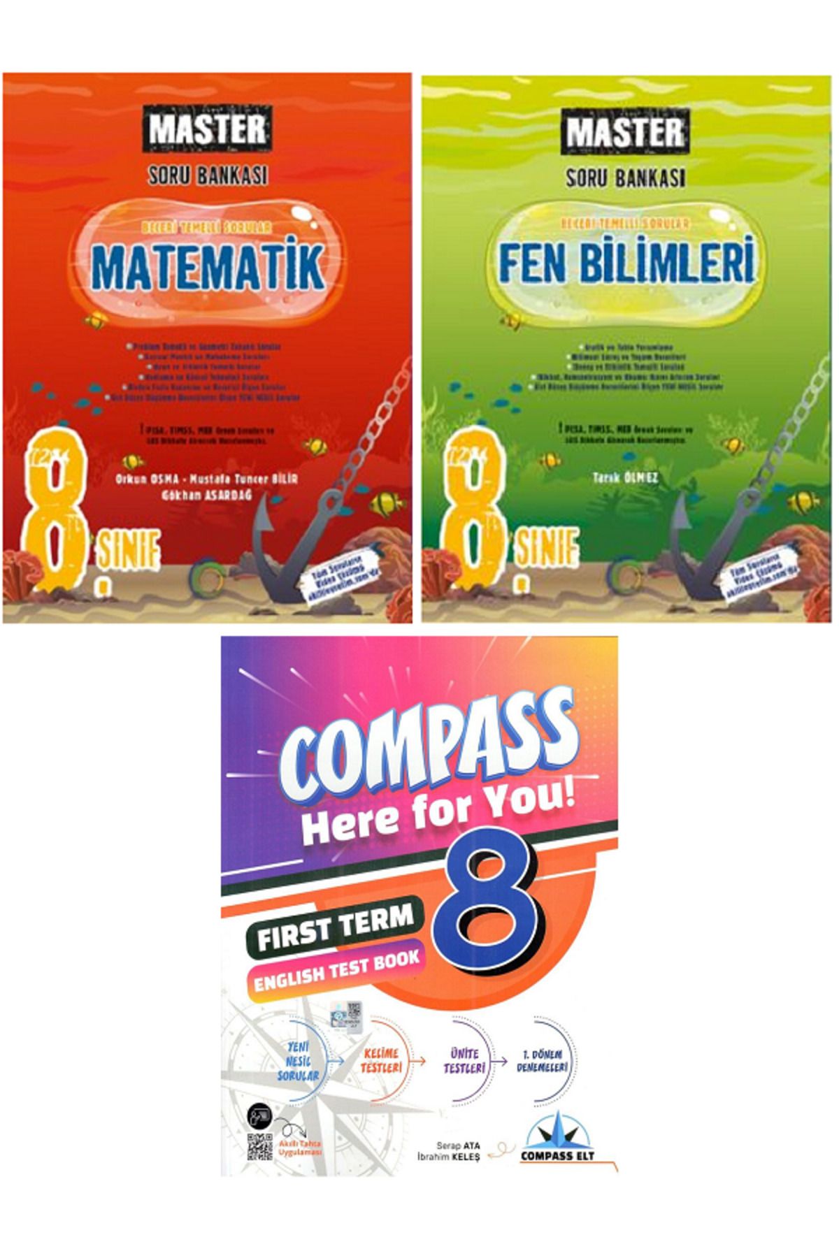 Efsane Yayınları 8.Sınıf Okyanus Master Matematik + Fen Soru Bankası / Compass İngilizce Test HEDİYE - 3 KİTAP