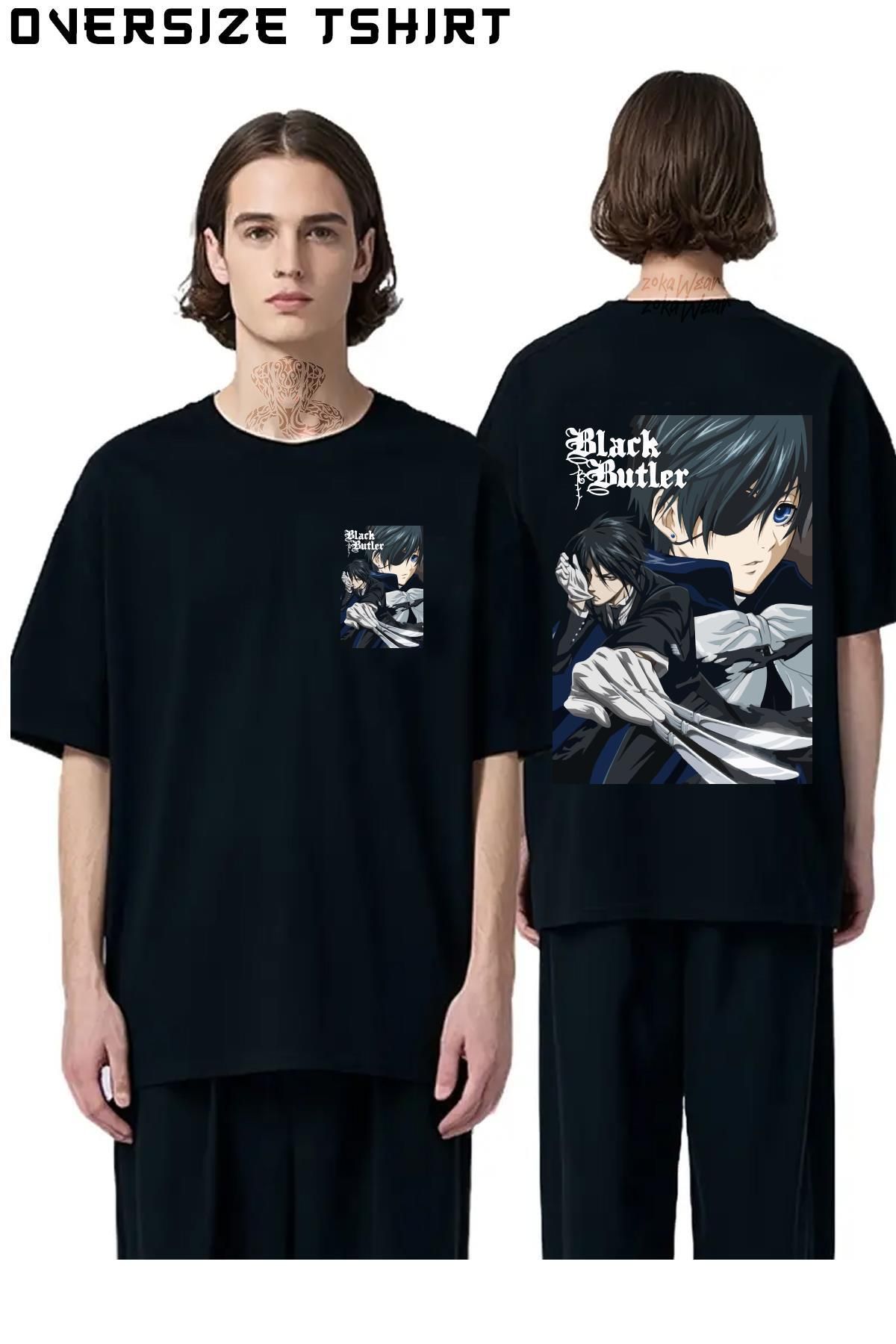 ZOKAWEAR Poster-Kuroshitsuji Sırt Baskılı Oversize Tişört