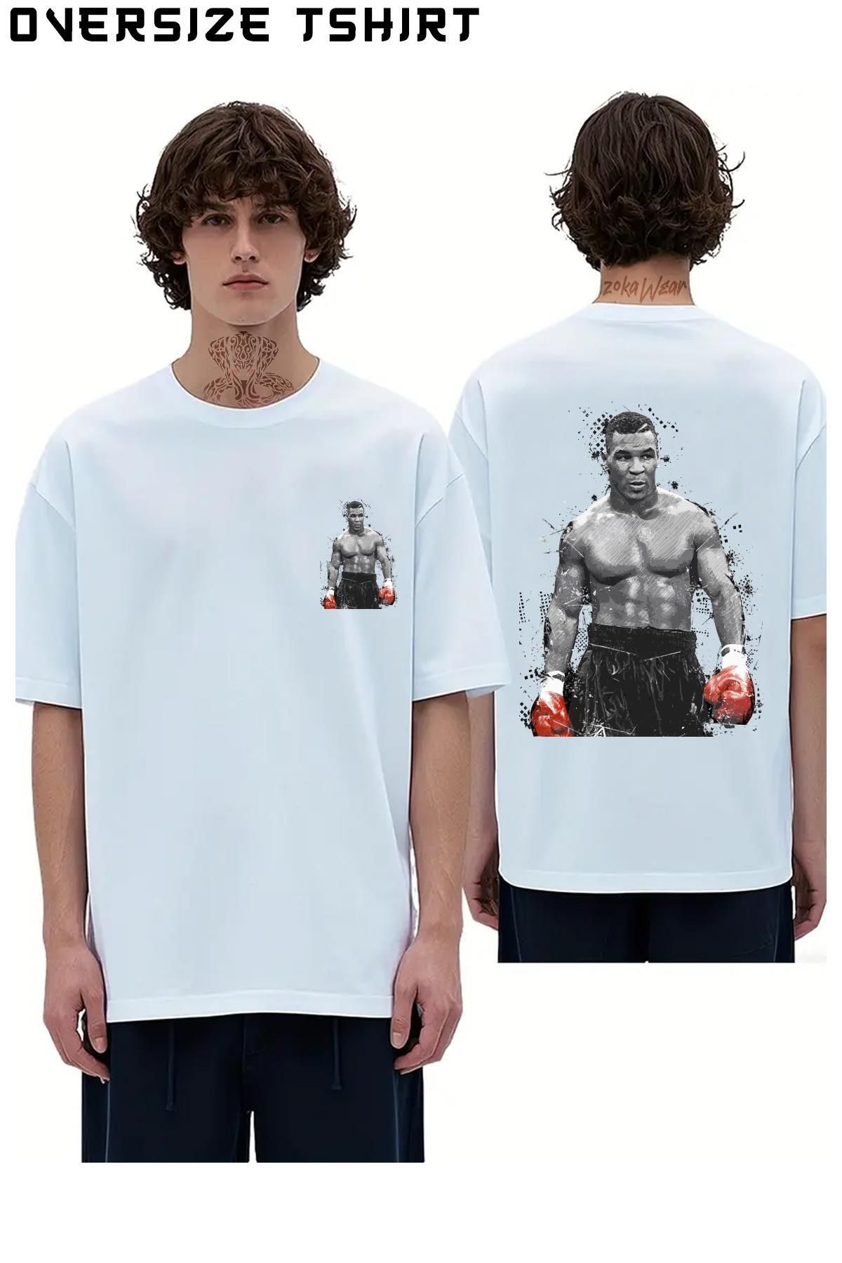 ZOKAWEAR Mike-Tyson-Özell Sırt Baskılı Oversize Tişört