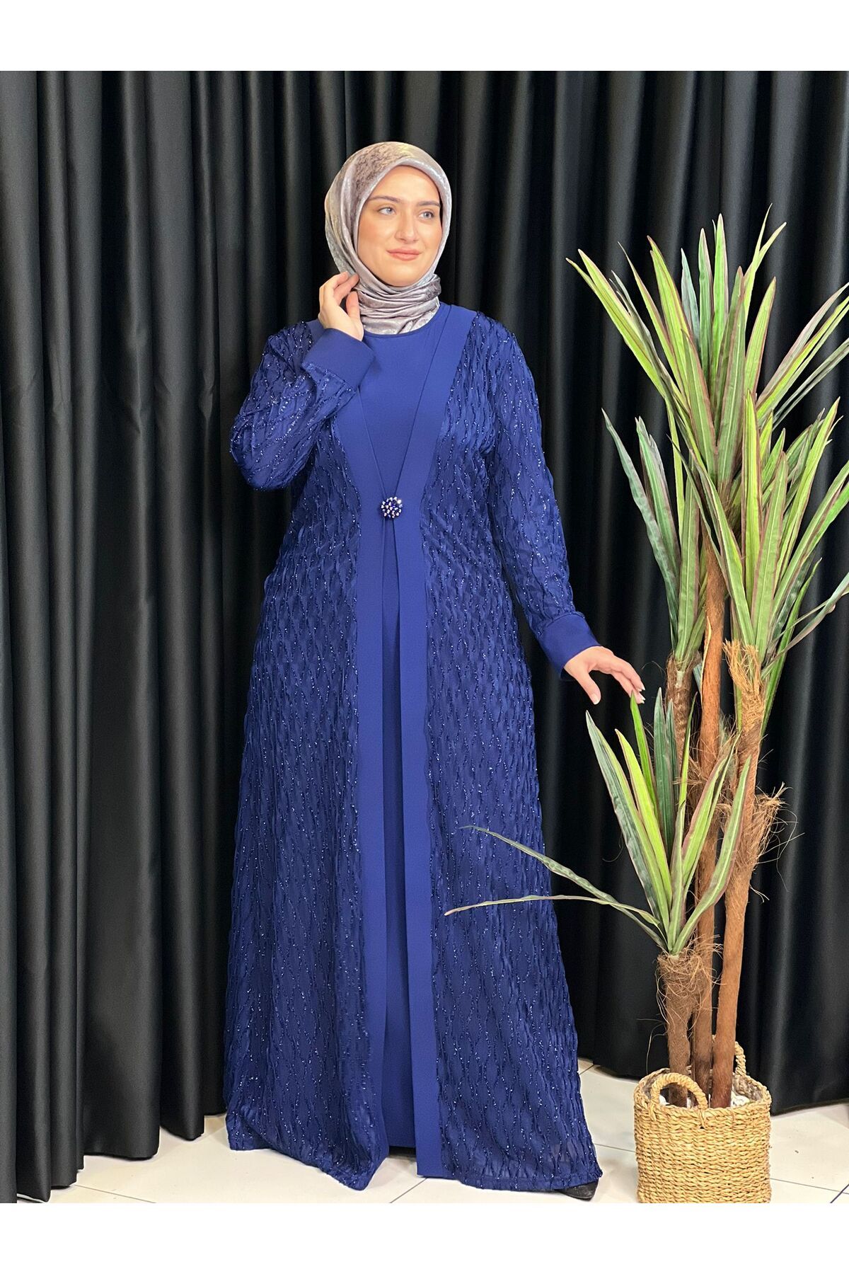 Butik büyük beden Güpür İkiliElbise