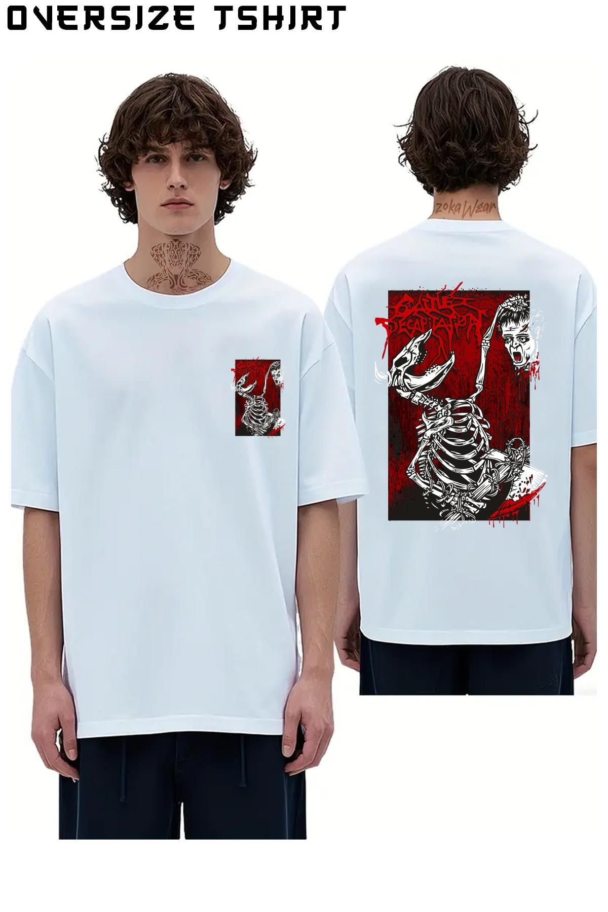 ZOKAWEAR Cattle-Decapitation-Frankenstein-Head Sırt Baskılı Oversize Tişört