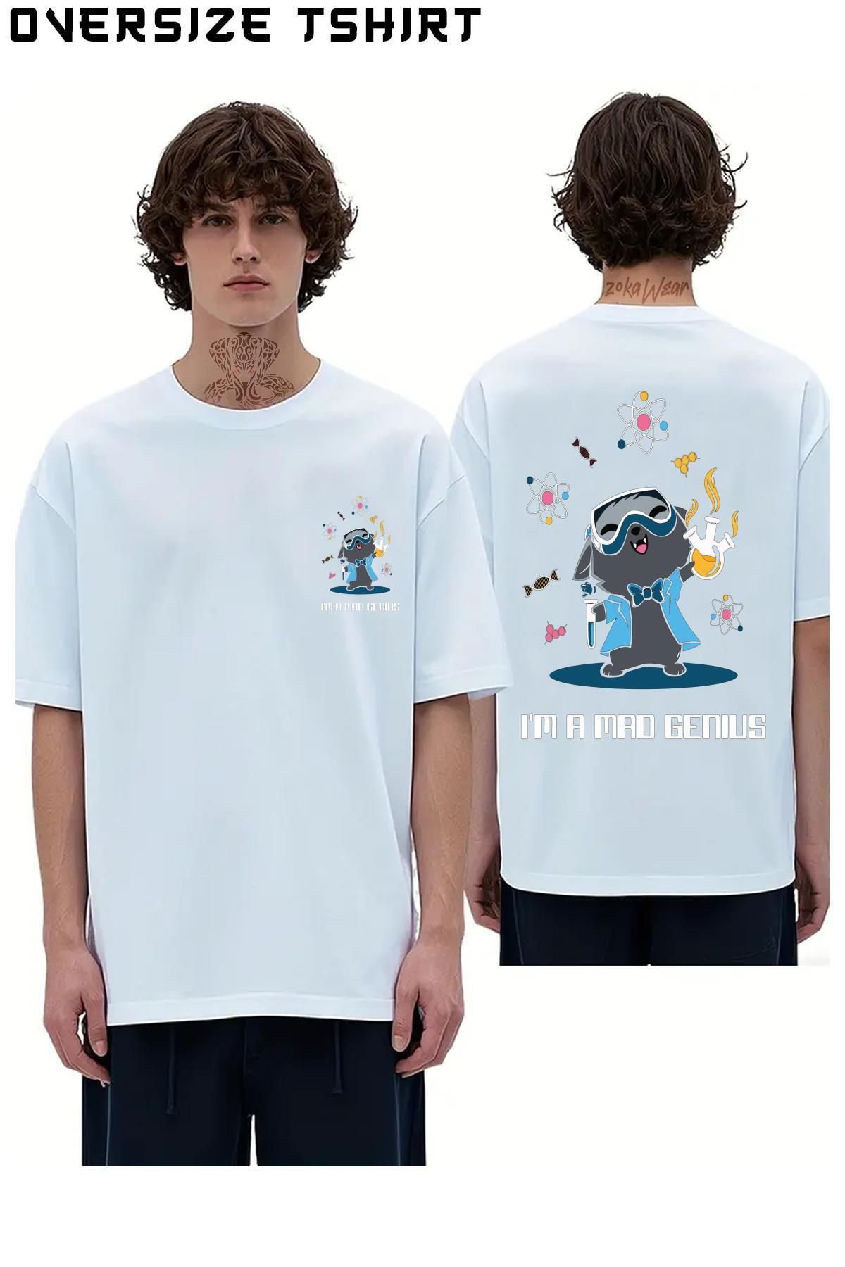 ZOKAWEAR Bilim-Kimya-Biyoloji Sırt Baskılı Oversize Tişört