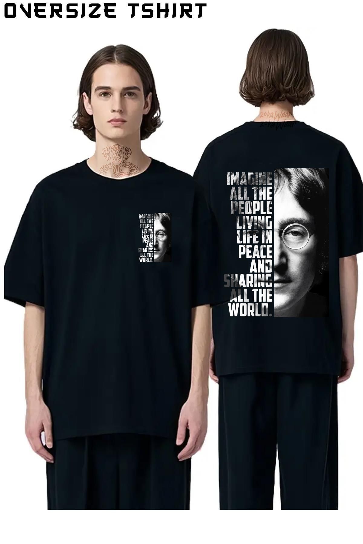 ZOKAWEAR The-Beatles,-John-Lennon Sırt Baskılı Oversize Tişört