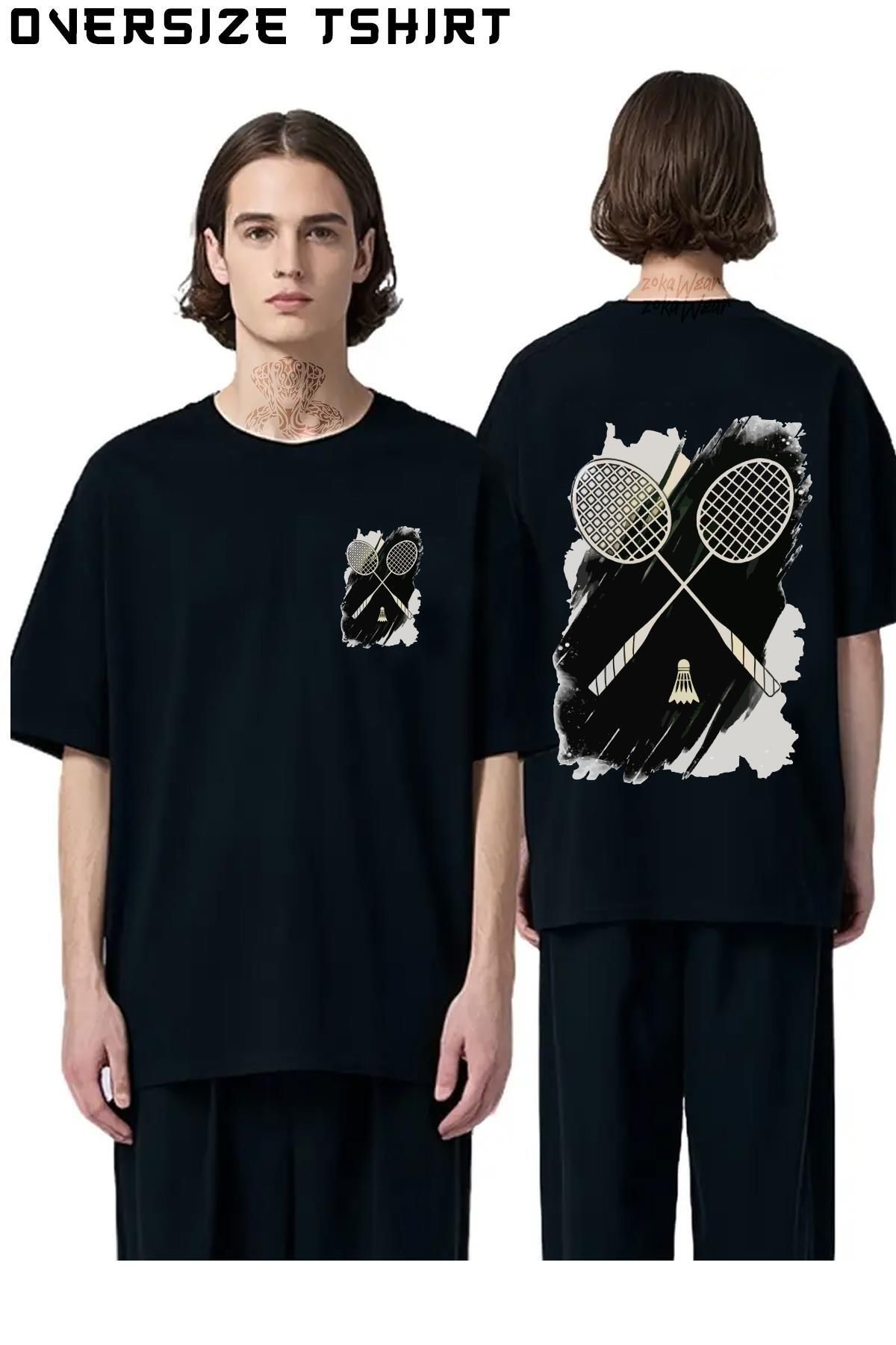 ZOKAWEAR Badminton-Özel-v2 Sırt Baskılı Oversize Tişört