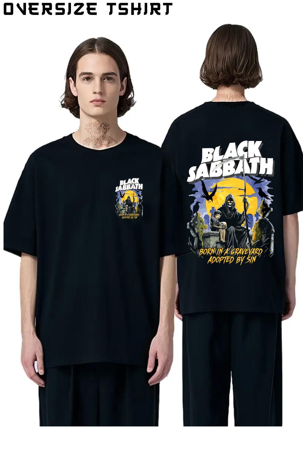 ZOKAWEAR Sin-Black-Sabbath Sırt Baskılı Oversize Tişört