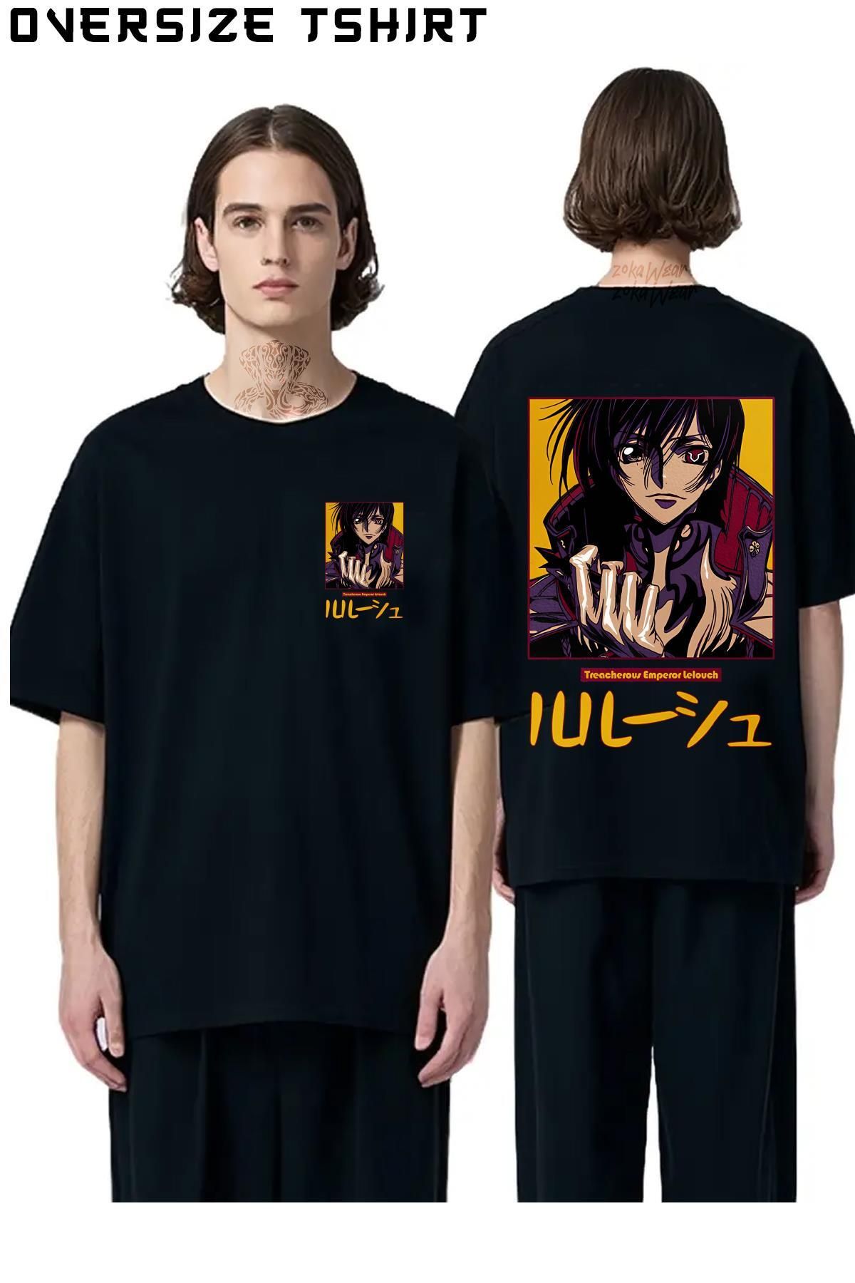ZOKAWEAR code-geass-Lelouch Sırt Baskılı Oversize Tişört