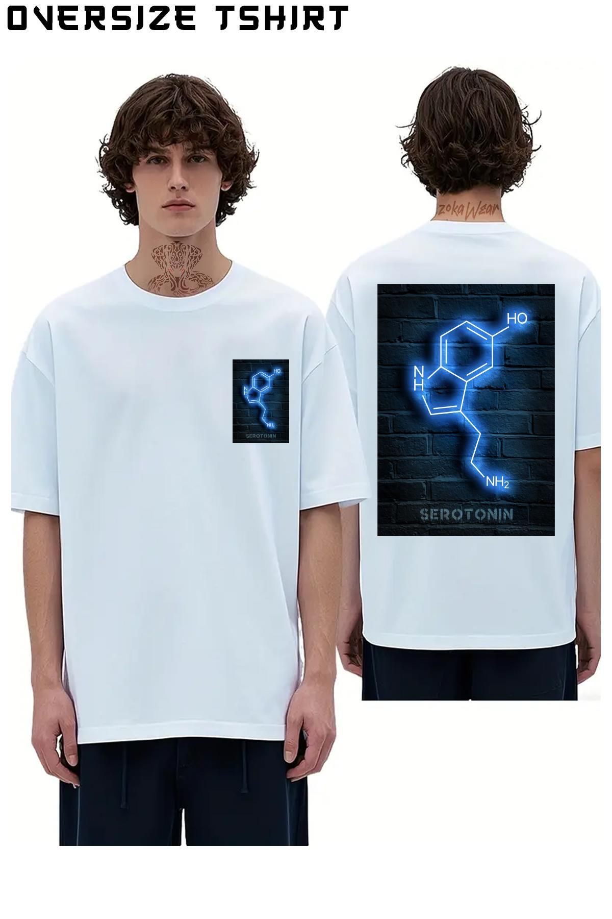 ZOKAWEAR Seratonin-Molekülü Sırt Baskılı Oversize Tişört